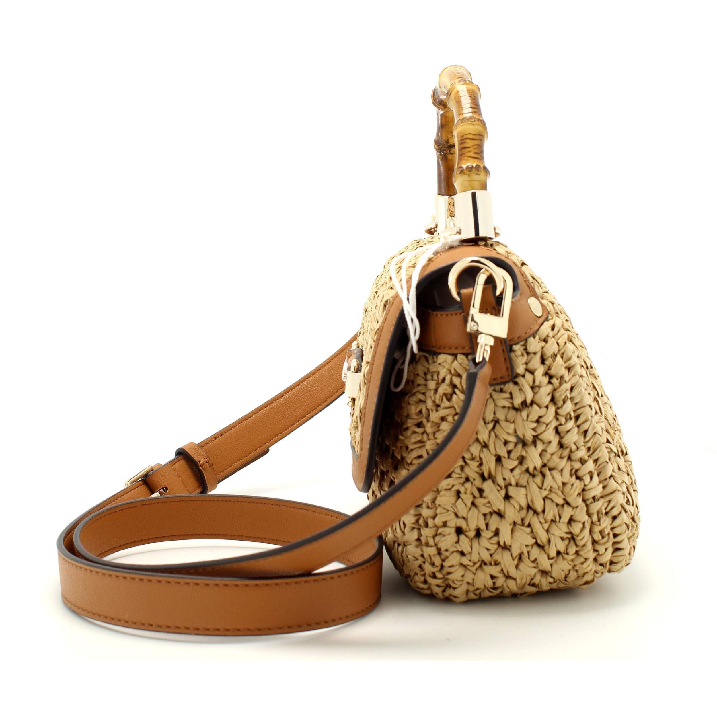GUESS Siria Straw Top Handle Bag for Women - Stylish Woven Straw Tote with Leather Handles - Perfect for Beach, Summer Outfits & Vacation Accessories