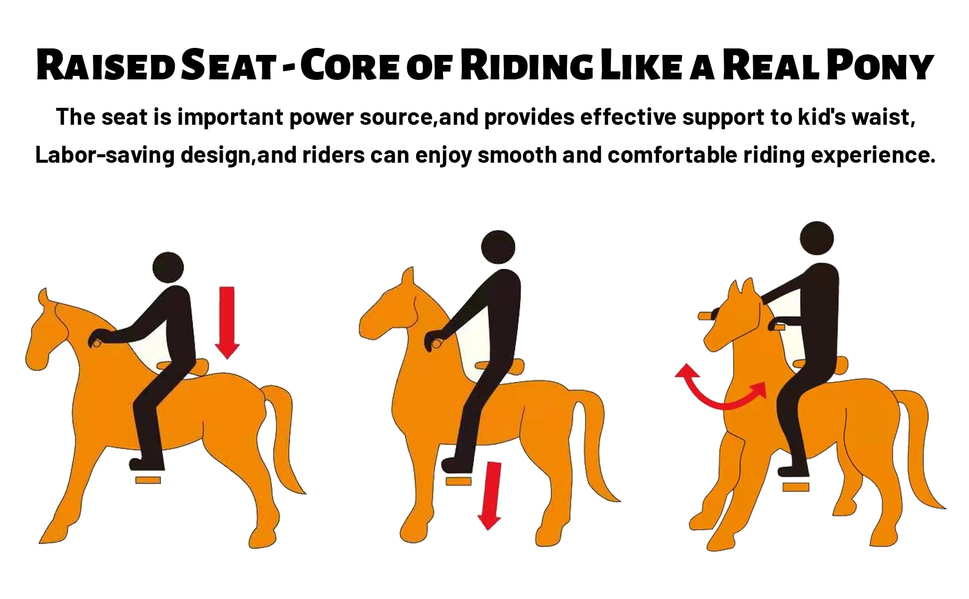 Premium Plush Ride-On Horse Toy for Kids Ages 6-14 | Walking Horse with Wheels | Brown Stuffed Animal Toy (31.5