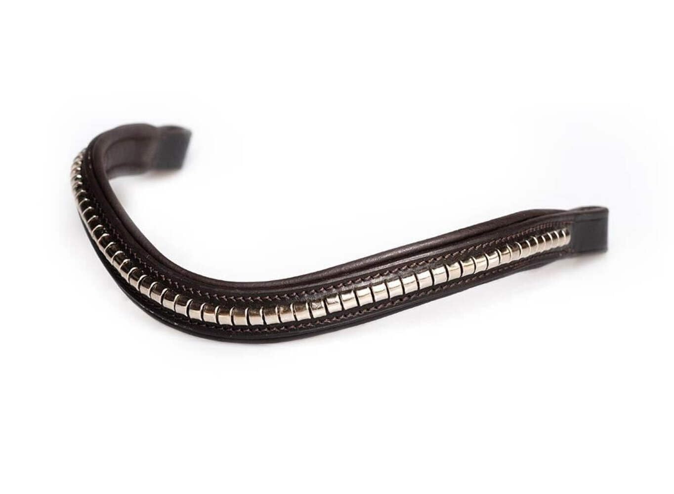Stainless Steel Clincher Wave Gel Browband - Havana Brown for Equestrian Riding & Horse Training | Comfortable & Secure Fit for Dressage, Jumping & Trail Riding