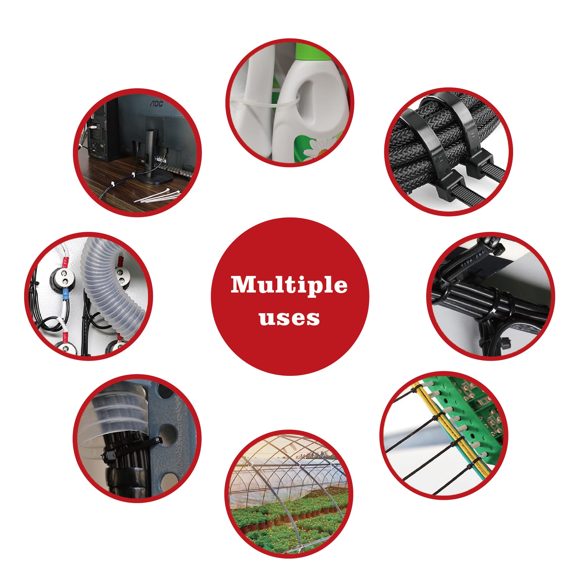 100 Pack 12-Inch Heavy Duty Nylon Cable Zip Ties - Self-Locking Wire Ties for Electrical Cord Management, Computer Cables, Garden Fence & Home Organization (Black) - Perfect for DIY Projects, Office Use & Outdoor Applications
