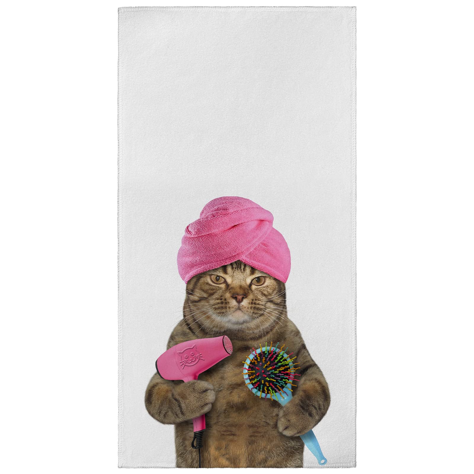 Funny Cat Print Bath Towels - Super Absorbent & Soft Hand Towels for Bathroom, Spa, Gym, Yoga - 27.5x15.7 Inch Multipurpose Towels - Perfect for Pets, Travel & Home Decor