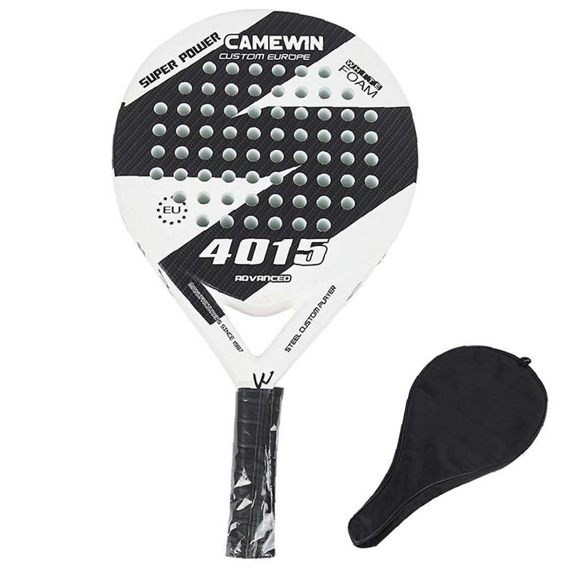 Carbon Fiber Beach Tennis Paddle Racket - Professional Lightweight Racket for Men & Women - Includes Cover Bag - Perfect for Beach Sports, Outdoor Games & Summer Activities (White)