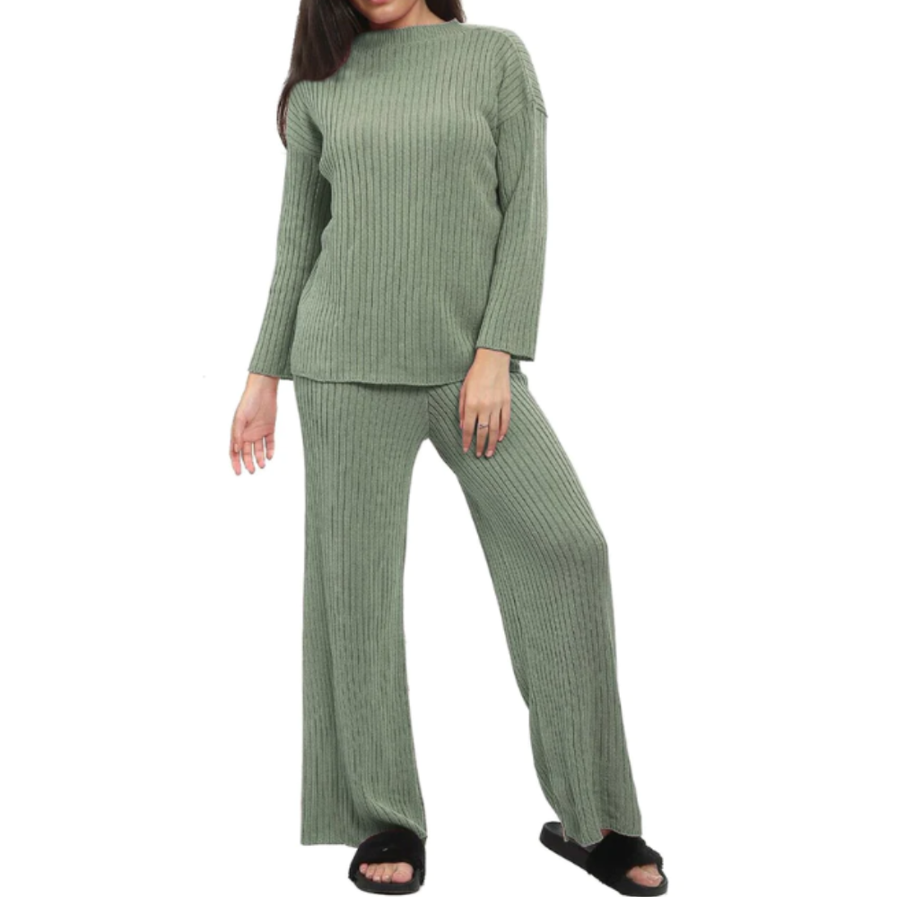 Cozy Chunky Knit 2-Piece Lounge Set for Women - Soft Sweater & Pants Outfit - Perfect for Home Relaxation, Winter Comfort & Casual Wear