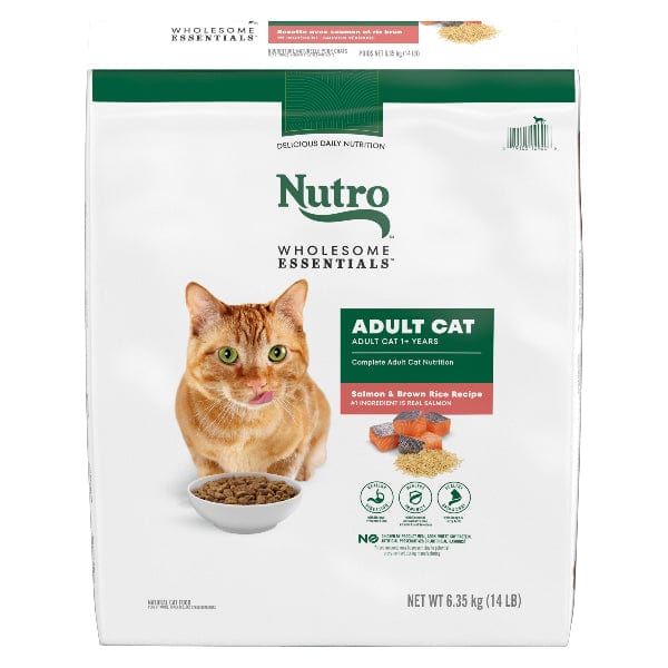 Nutro Wholesome Essentials Salmon & Brown Rice Adult Dry Cat Food - High Protein Natural Cat Kibble for Indoor & Outdoor Cats - Perfect for Daily Meals & Weight Management