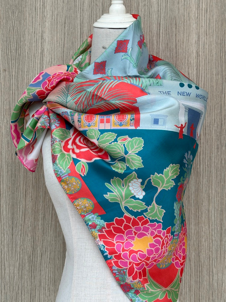 Luxury Jalan Besar Silk Scarf - Elegant Women's Fashion Accessory for Parties, Weddings & Special Occasions