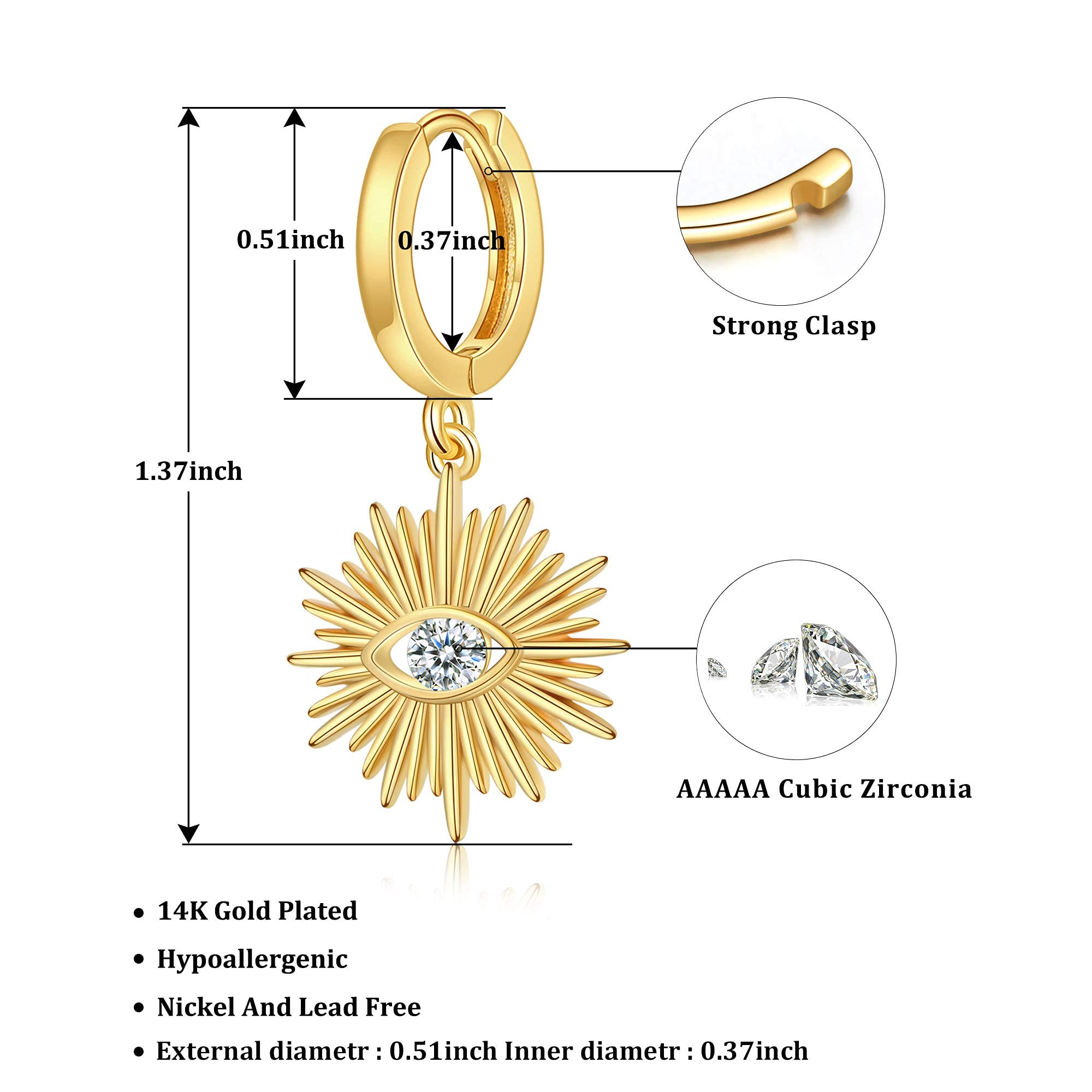 SANNYRA 14K Gold Plated Huggie Earrings for Women - Beach Sea Drop Dangle Earrings with Starfish, Butterfly, Moon & Seashell Charms - Stylish Beachy Jewelry for Summer Vacation, Pool Party & Boho Fashion