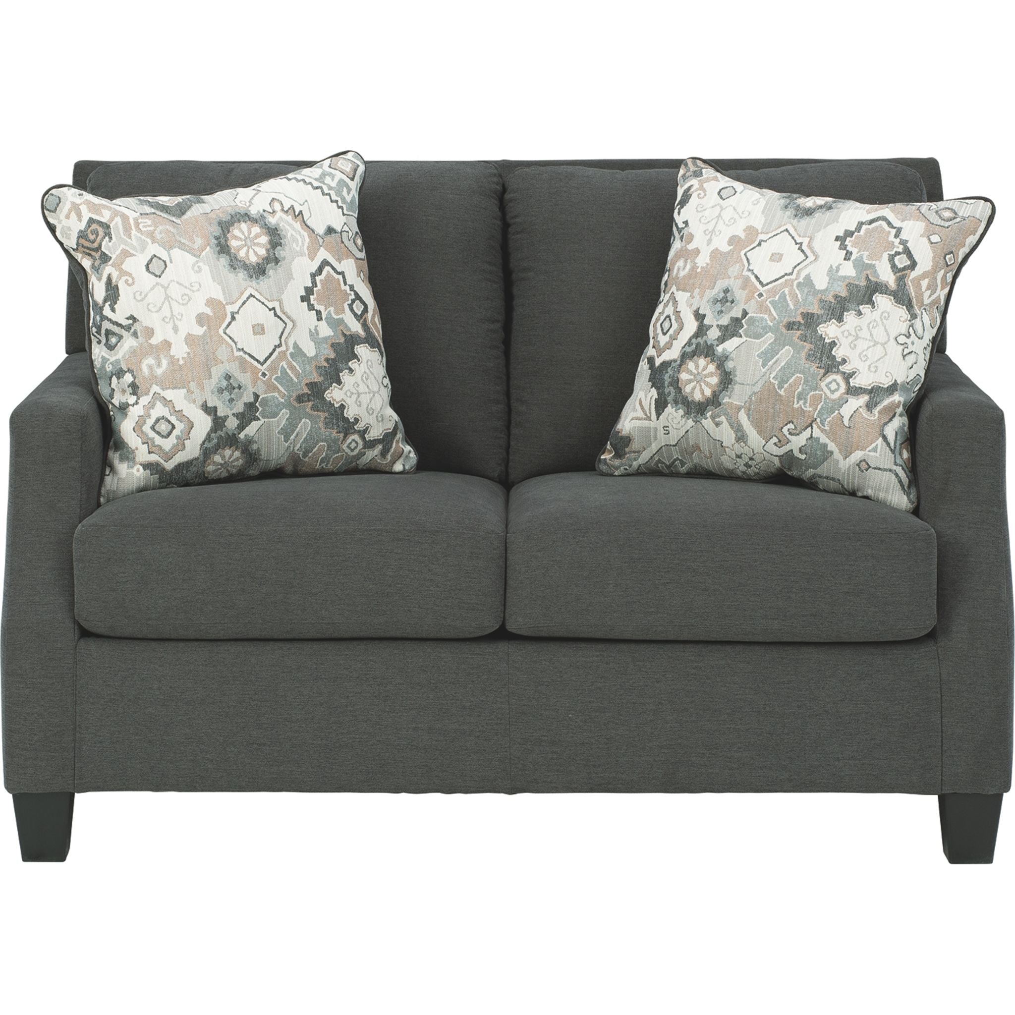 Bayonne Loveseat in Charcoal - Modern Two-Seater Sofa for Living Room, Lounge & Small Spaces