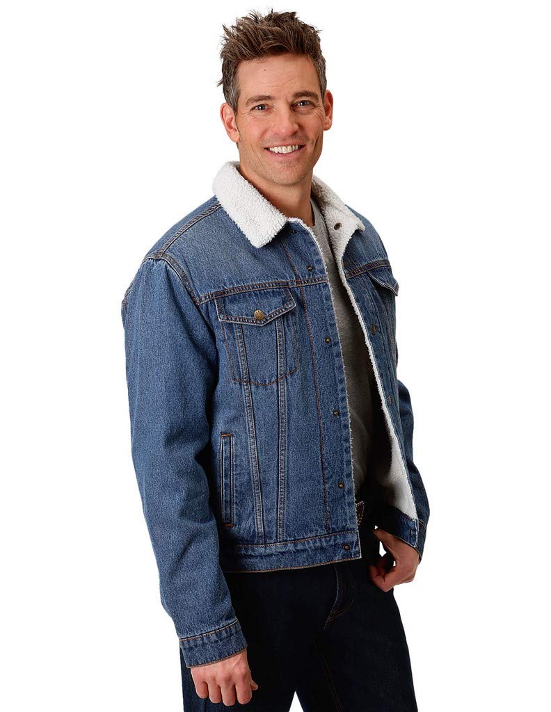 Roper Denim Jacket with Sherpa Lining - Warm & Stylish Men's Western Jacket for Fall & Winter - Perfect for Ranch Work, Outdoor Adventures & Casual Wear