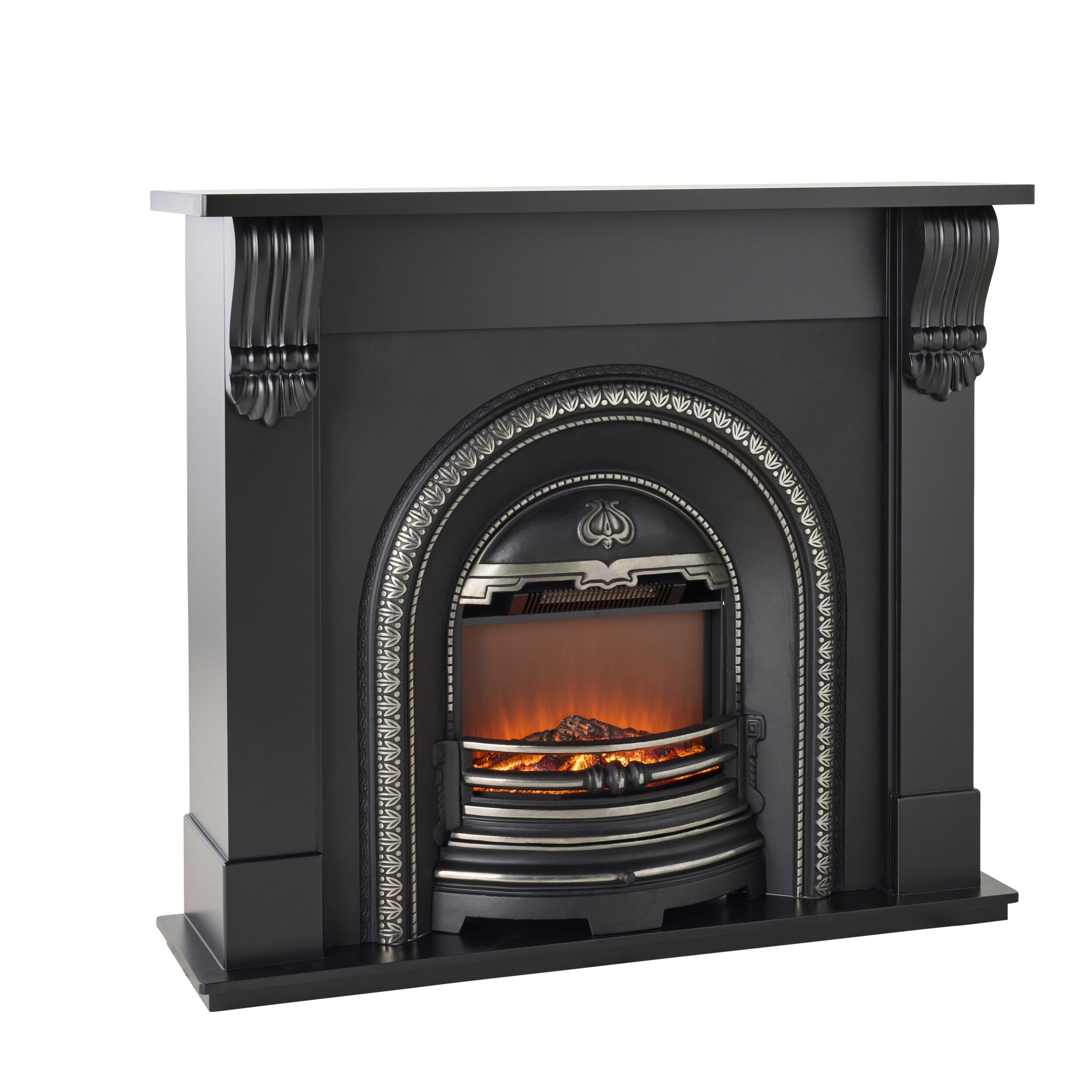 Belford 50-Inch Freestanding Fireplace Mantel in Black - Elegant Wooden Shelf for Living Room, Bedroom, or Office Decor