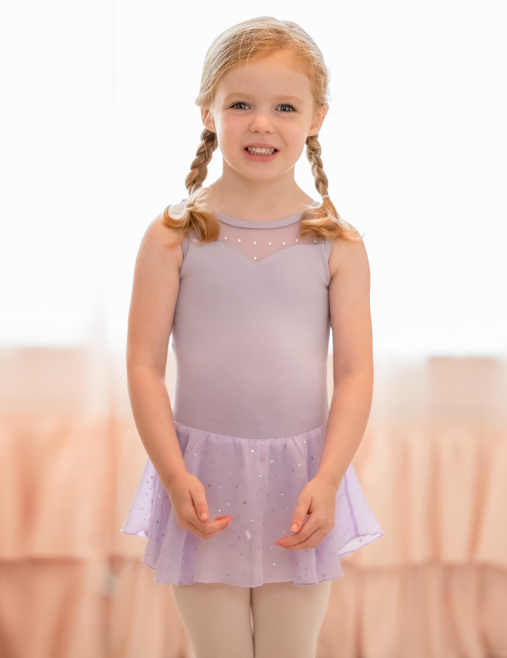 Zaclotre Girls' Sparkly Ballet Leotard with Hi-Low Skirt - Shiny Dance Dress for Kids - Perfect for Ballet Class, Recitals & Dance Performances
