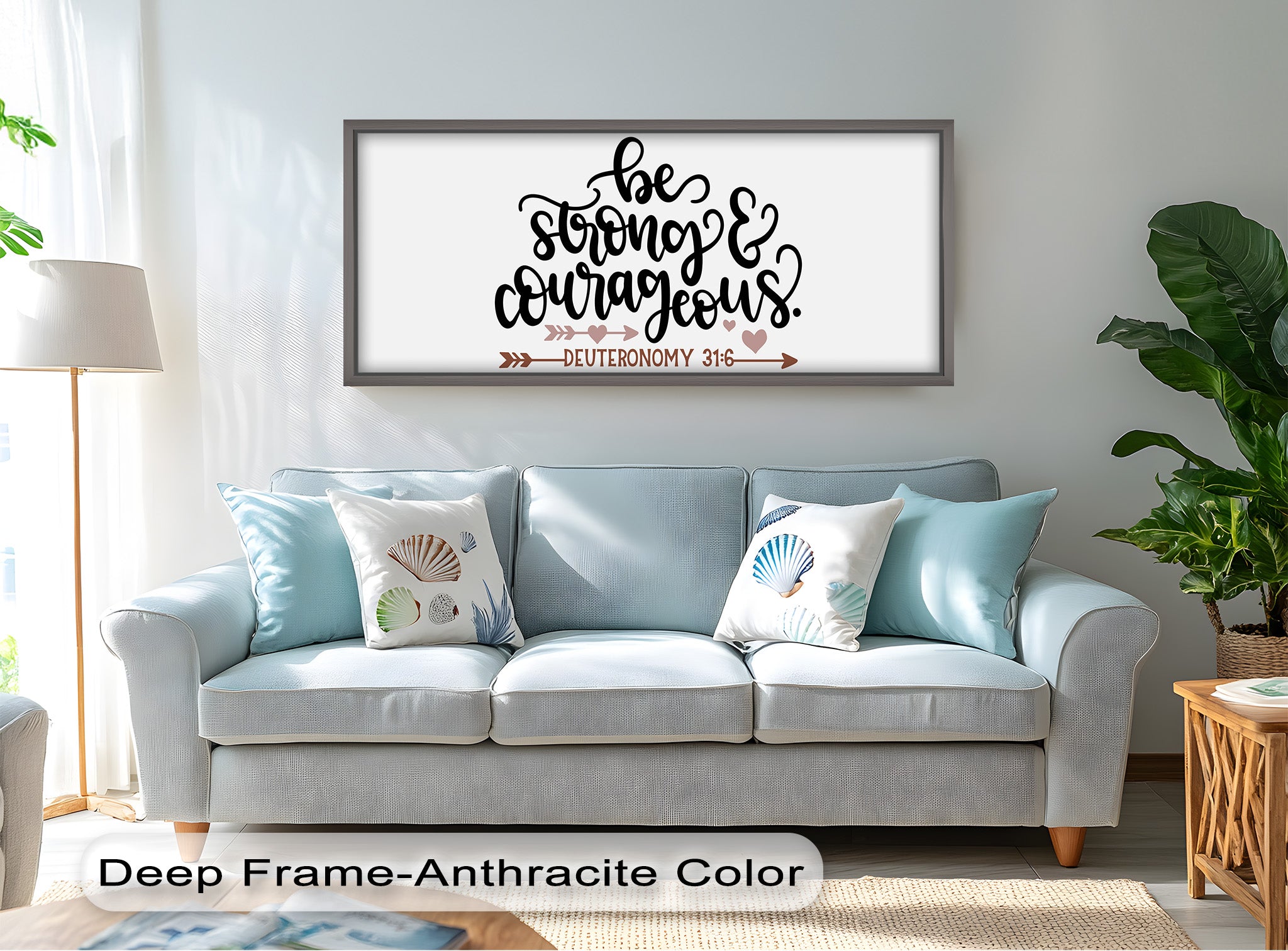 Be Strong & Courageous - Deuteronomy 31:6 Bible Verse Oil Painting - Inspirational Christian Wall Art for Home, Church & Office Decor