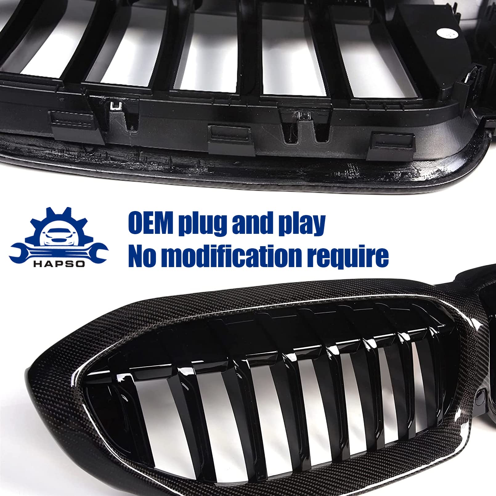 Carbon Fiber Front Kidney Grille Replacement for 2019-2022 BMW 3 Series G20/G21/G28 - Single Slat Performance Style Hood Grille | Upgrade for Sedan & Touring Models | Enhances Sporty Look & Aerodynamics