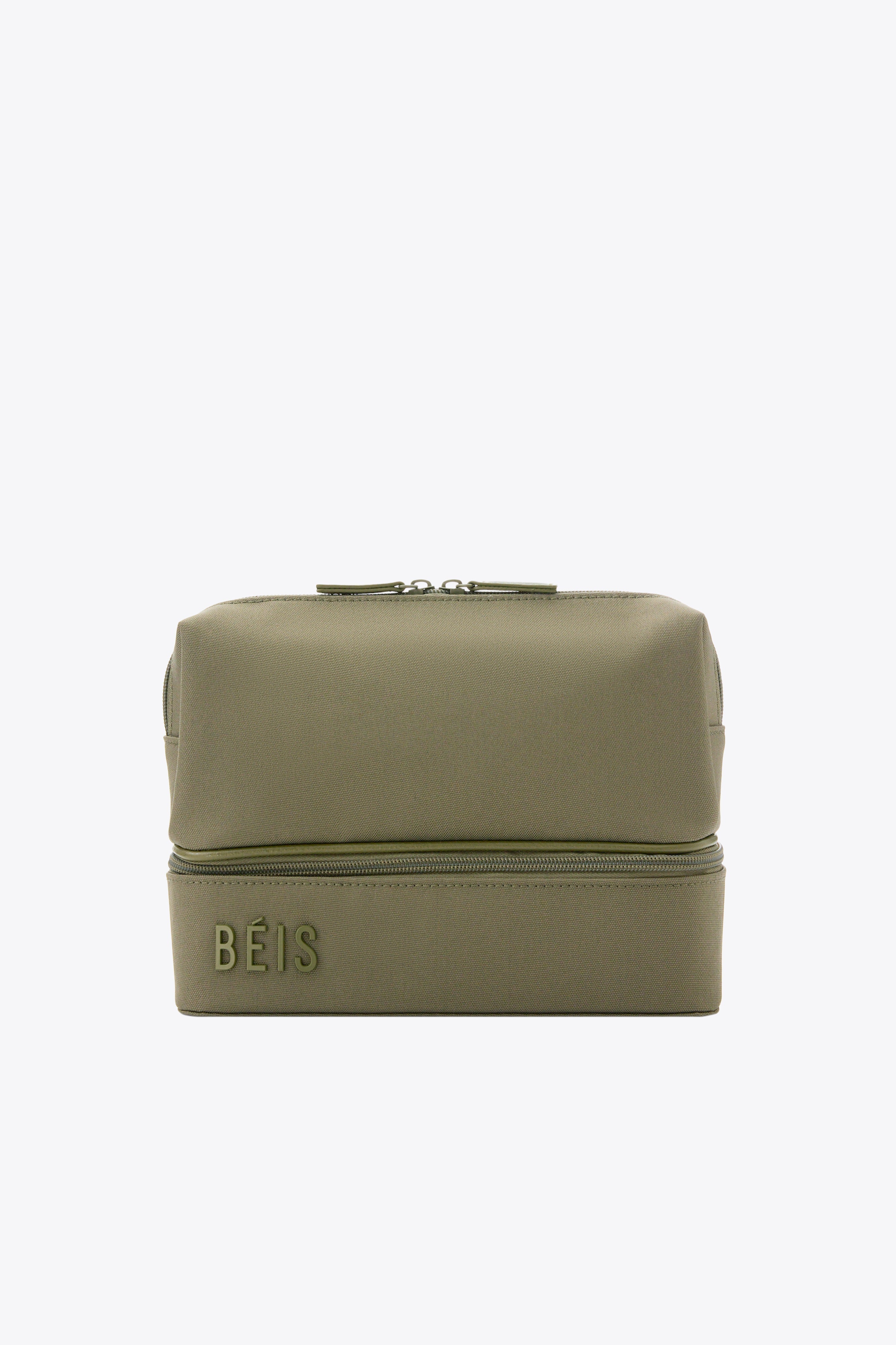 Olive Green Cosmetic Organizer - Travel Makeup Storage Case with Adjustable Compartments for Brushes, Lipsticks & Skincare - Perfect for Vanity, Bathroom & On-the-Go Use