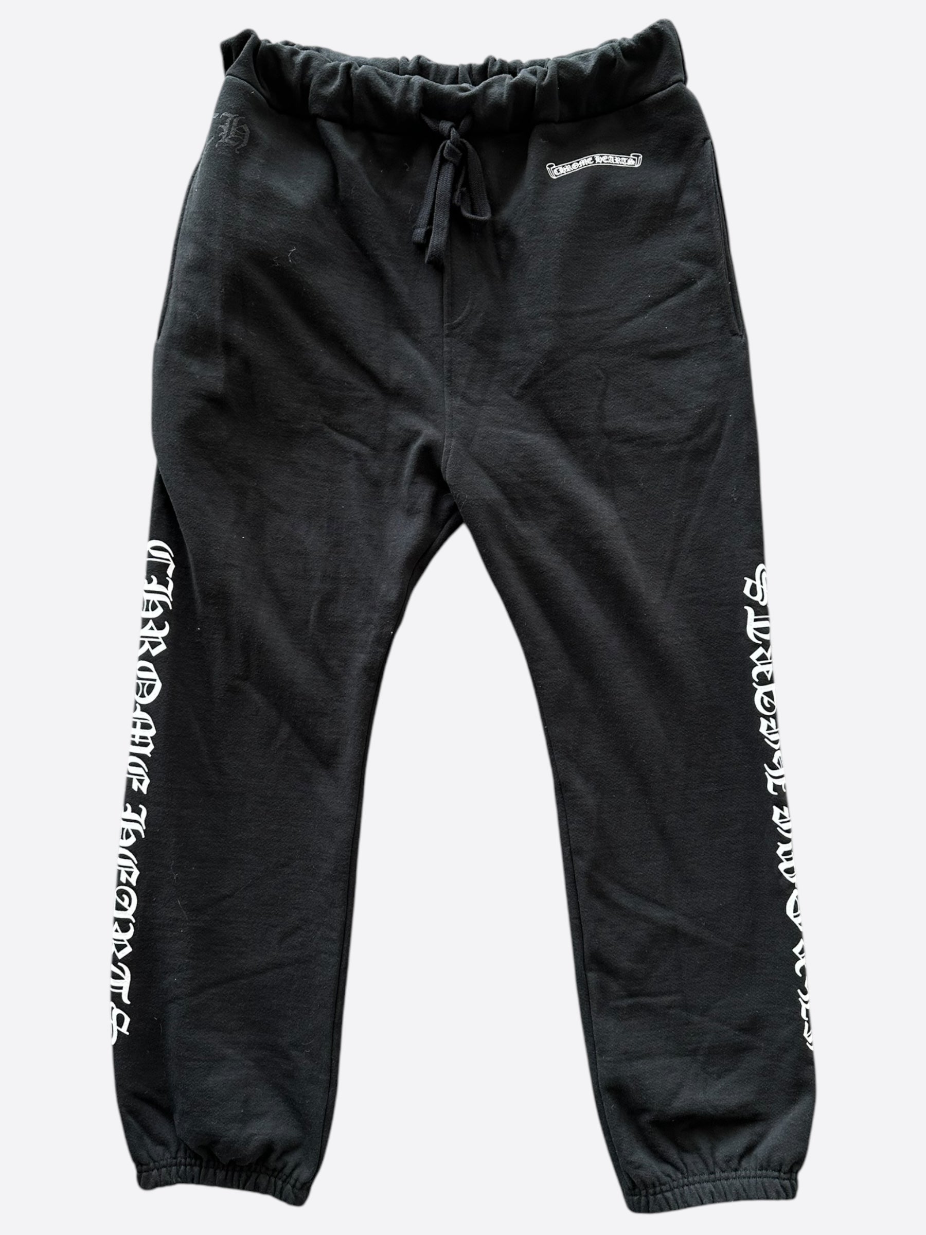 Chrome Hearts Black & White Logo Sweatpants for Men & Women | Premium Cotton Joggers | Lounge & Streetwear Fashion | Perfect for Gym, Casual Wear & Travel