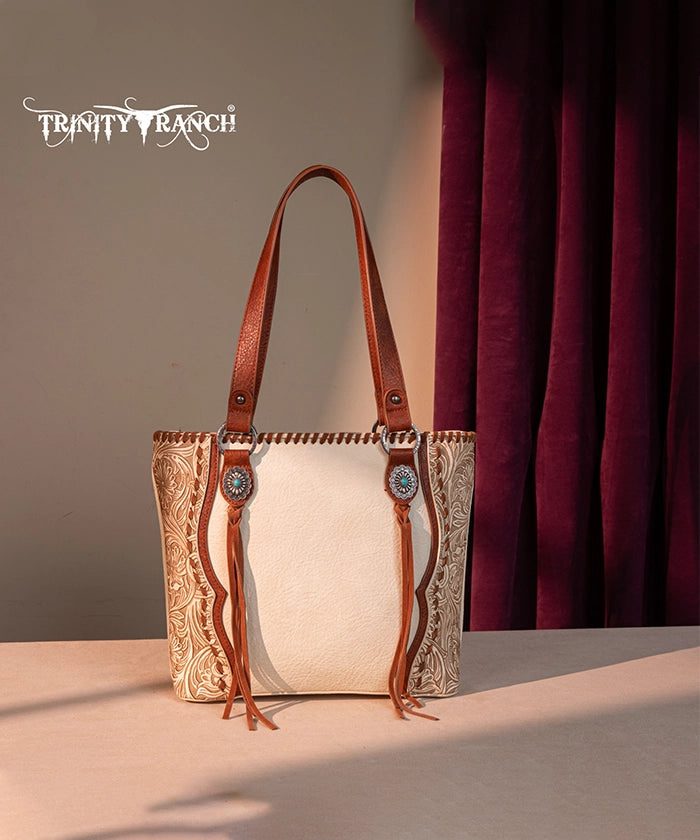 Trinity Ranch Floral Tooled Concealed Carry Tote Bag Set - Stylish Leather Purse with Hidden Gun Compartment for Women | Perfect for Everyday Carry, Travel & Outdoor Adventures