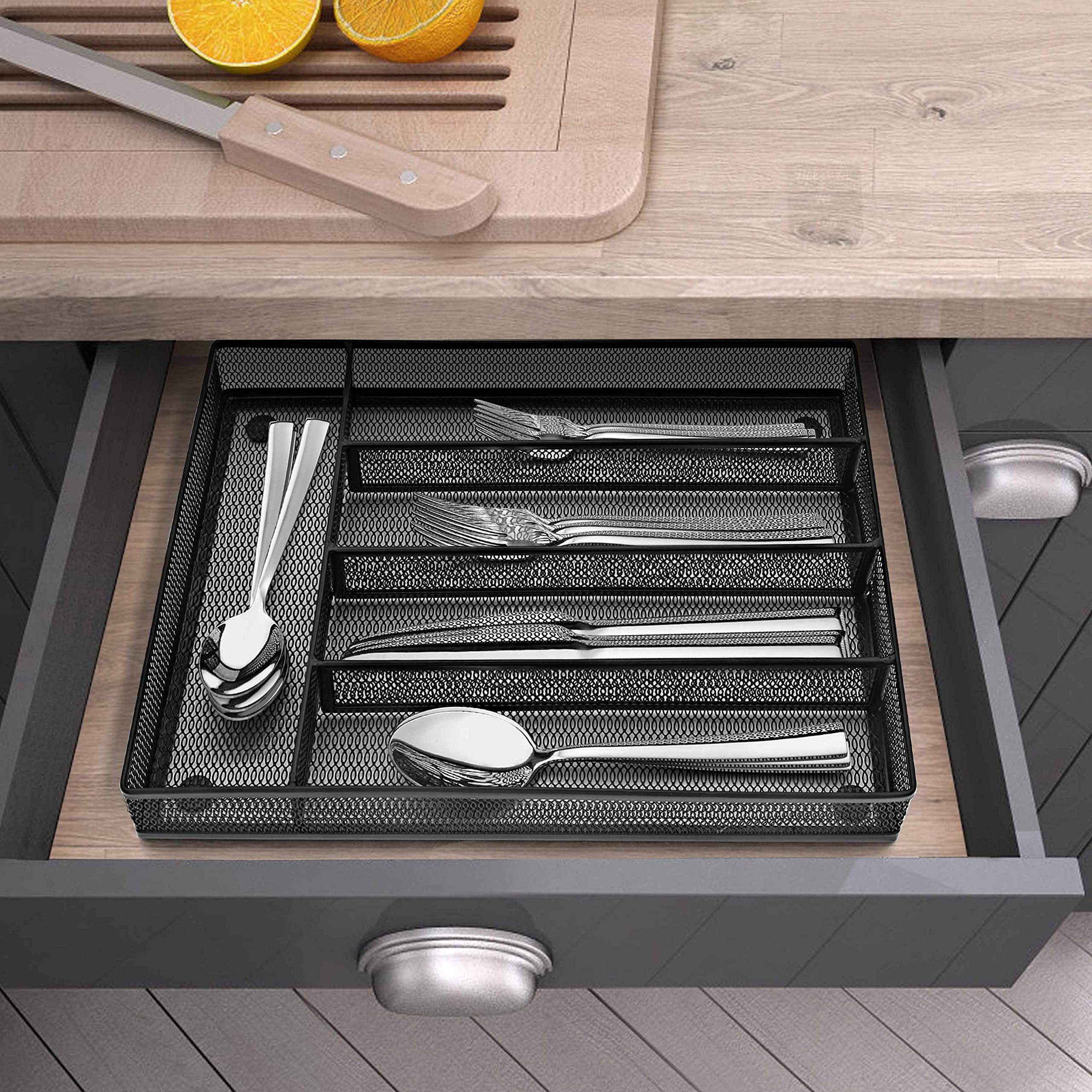 60-Piece Stainless Steel Flatware Set with Organizer Tray - Square Cutlery for 12 People - Dishwasher Safe Silverware for Everyday Dining, Parties & Restaurants