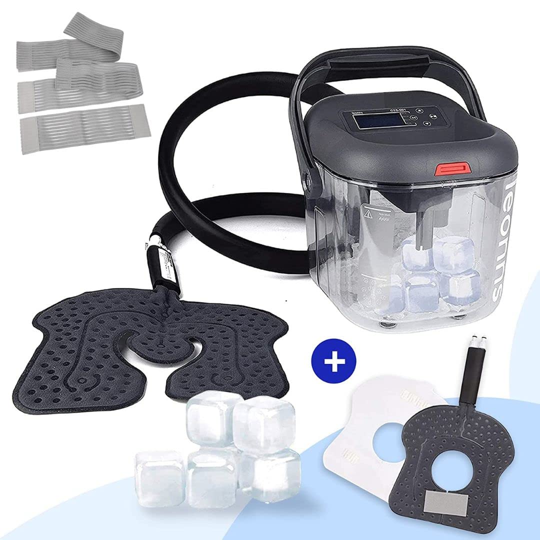 Cold Therapy Machine with Programmable Timer | Knee Ice Therapy Device with Compression Pad | Post-Surgery Recovery Cryotherapy System (Includes Knee Pad & Reusable Ice Cubes) - Perfect for ACL Surgery, Arthritis Pain Relief & Sports Injury Rehabilitation