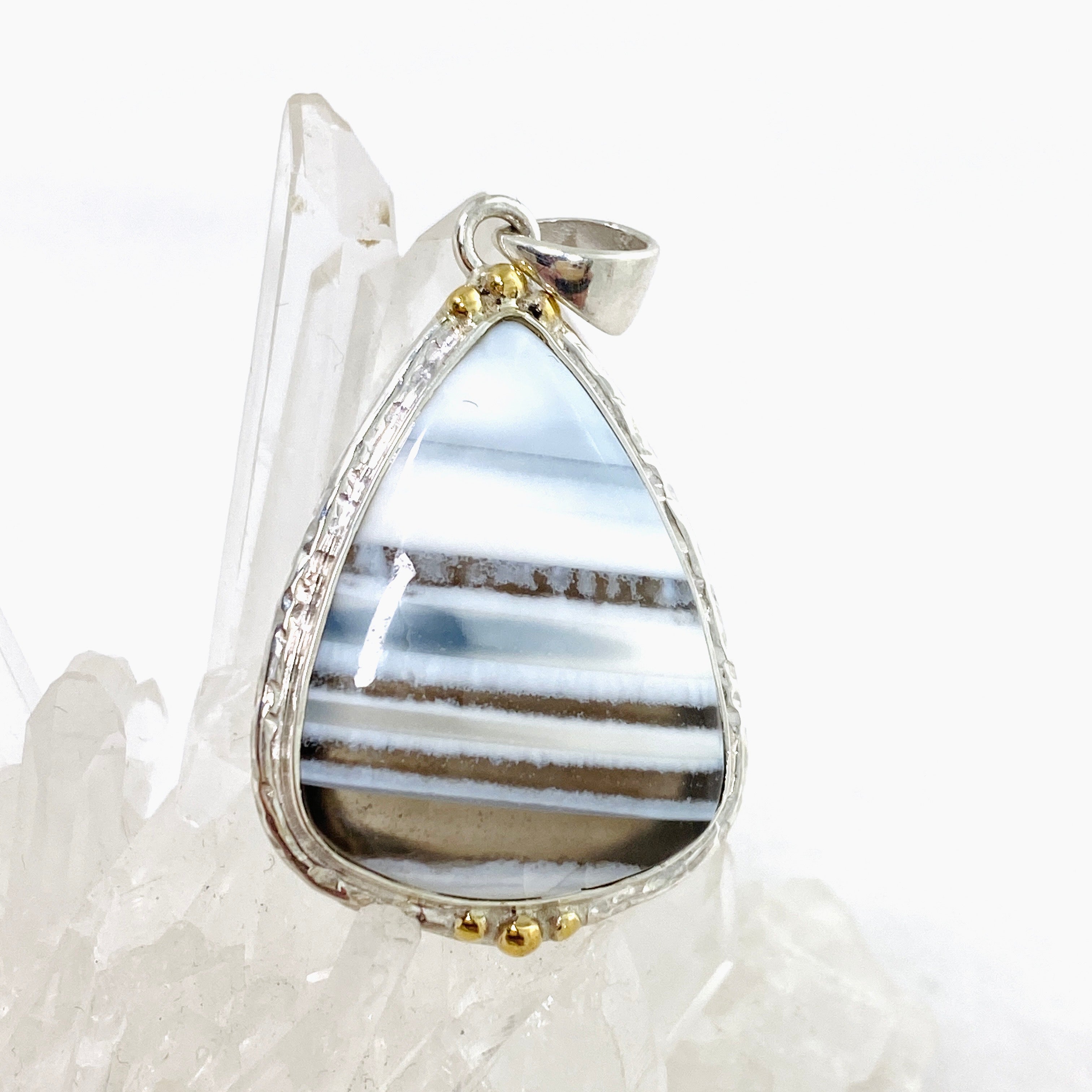 Blue Owhyee Opal Teardrop Cabochon Pendant with Brass Details KPGJ4648 - Handmade Boho Jewelry for Women, Perfect for Everyday Wear & Special Occasions
