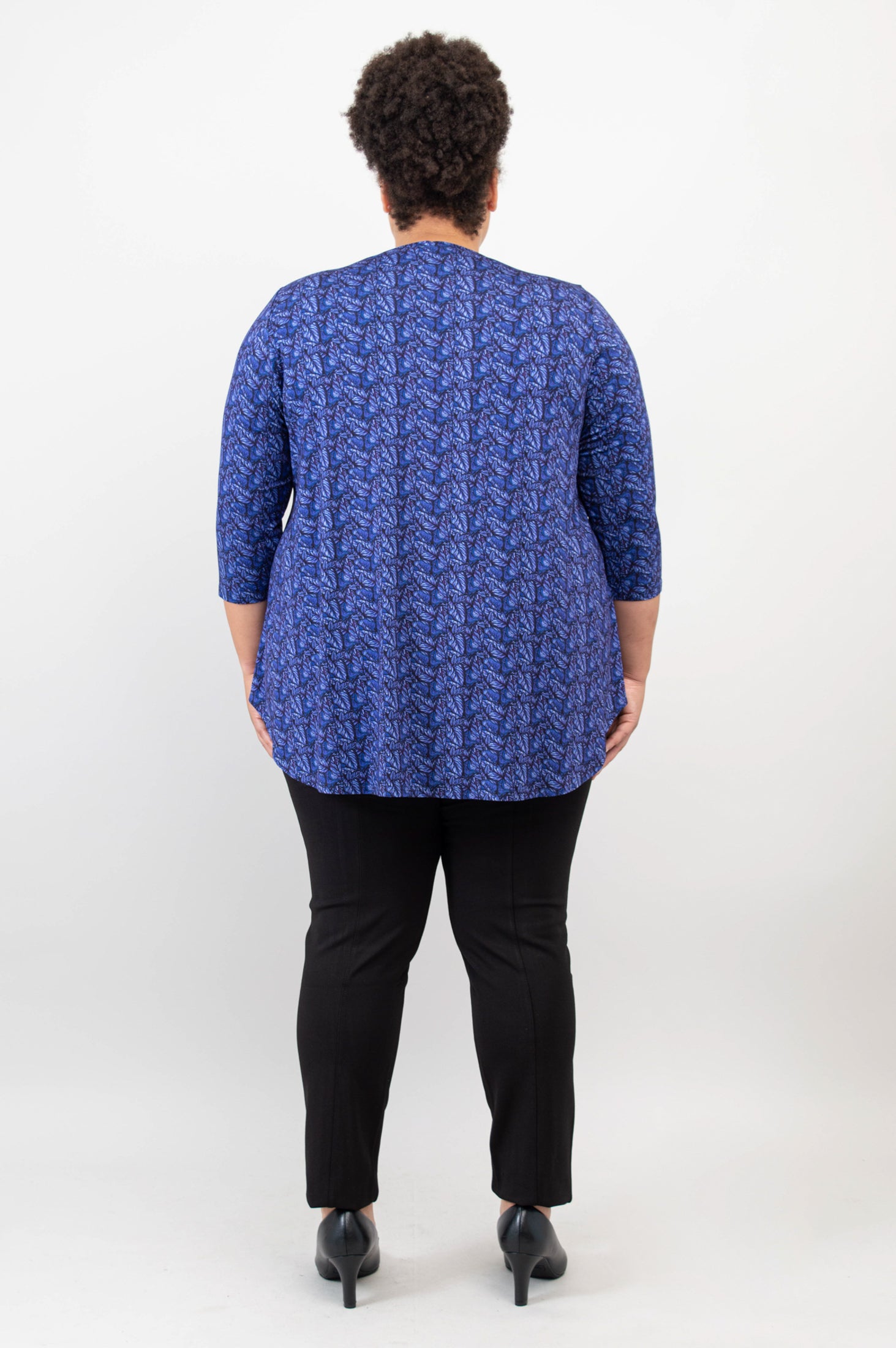 Jazz 3/4 Sleeve Women's Top - Midnight Leaves Print Bamboo Fabric - Perfect for Concerts, Date Nights & Casual Outings