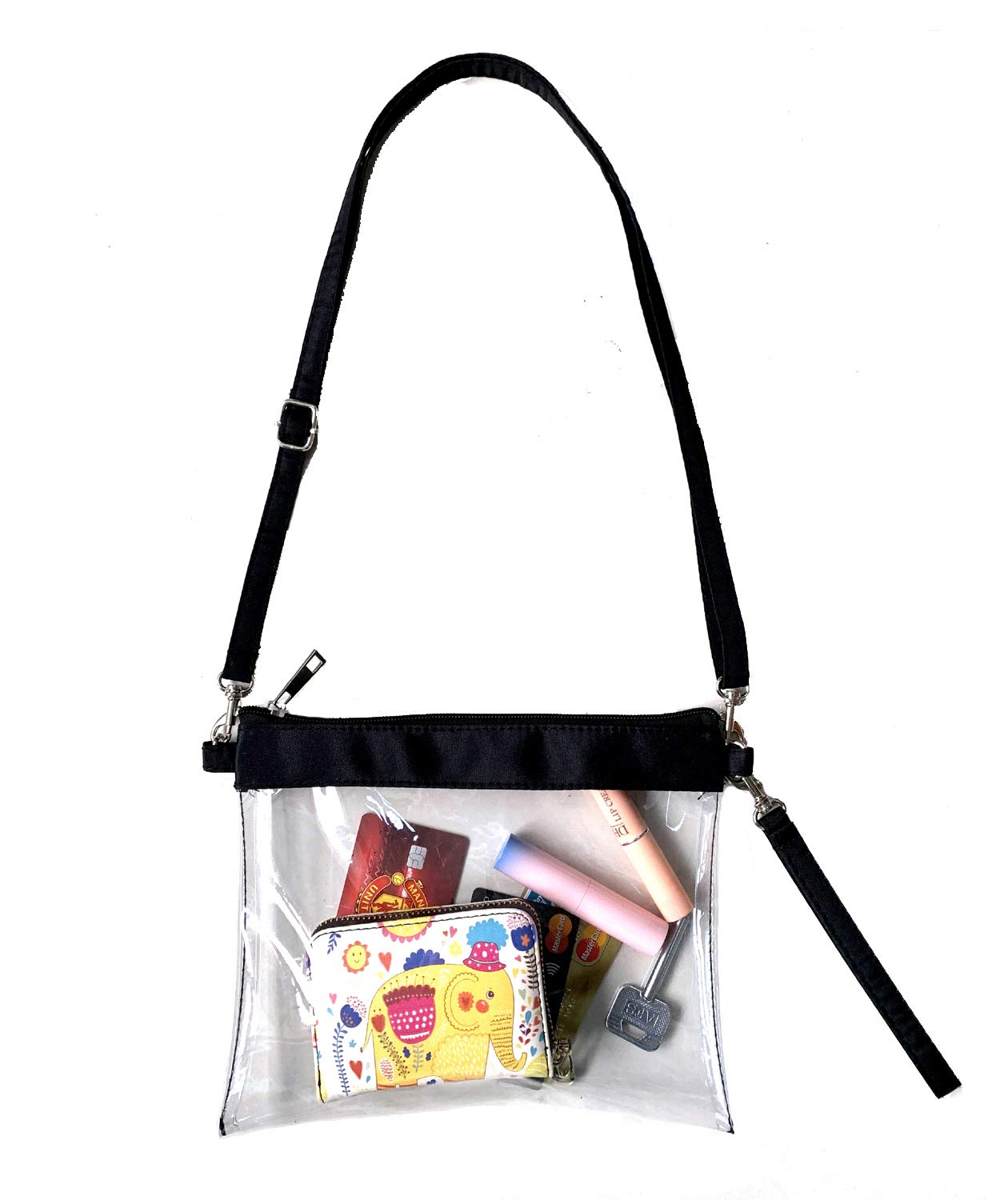 KOSTOO Clear Crossbody Purse & Gym Tote Bag - Waterproof Zippered Transparent Toiletry Bag for Women | Adjustable Shoulder Strap & Wrist Loop | Perfect for Work, Travel, Sports Games & Beach Essentials