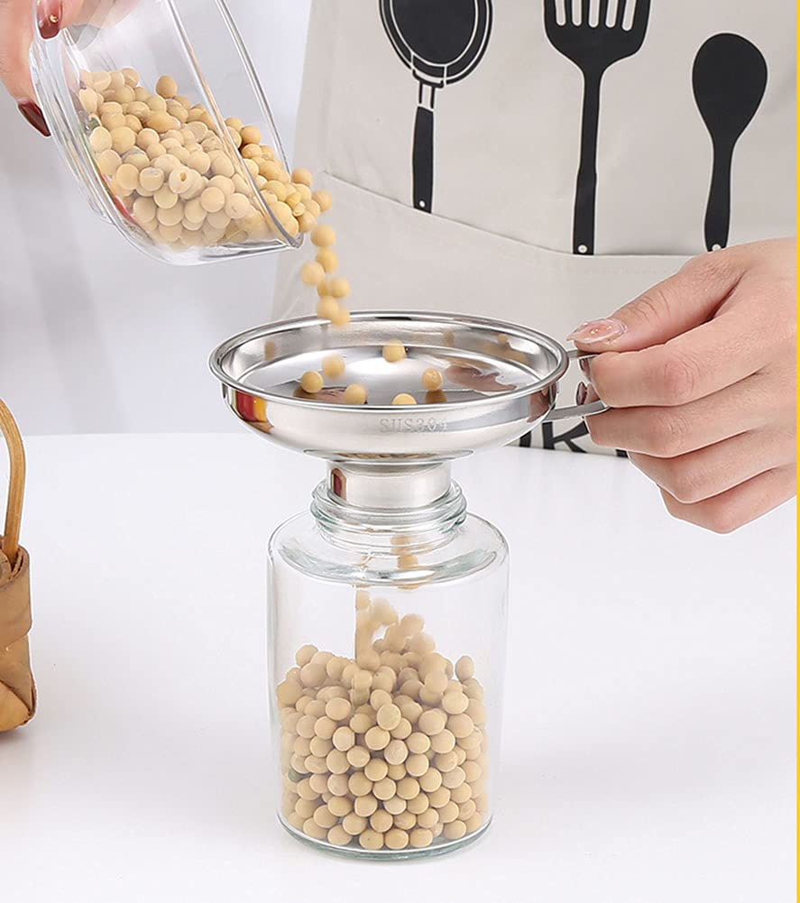 Stainless Steel Canning Funnel for Wide & Regular Jars - Small Kitchen Funnel for Liquids, Spices, Powder, Beans, Jam, Nuts - Mason Jar Accessory with Handle | Perfect for Home Canning, Preserving, Cooking & Baking