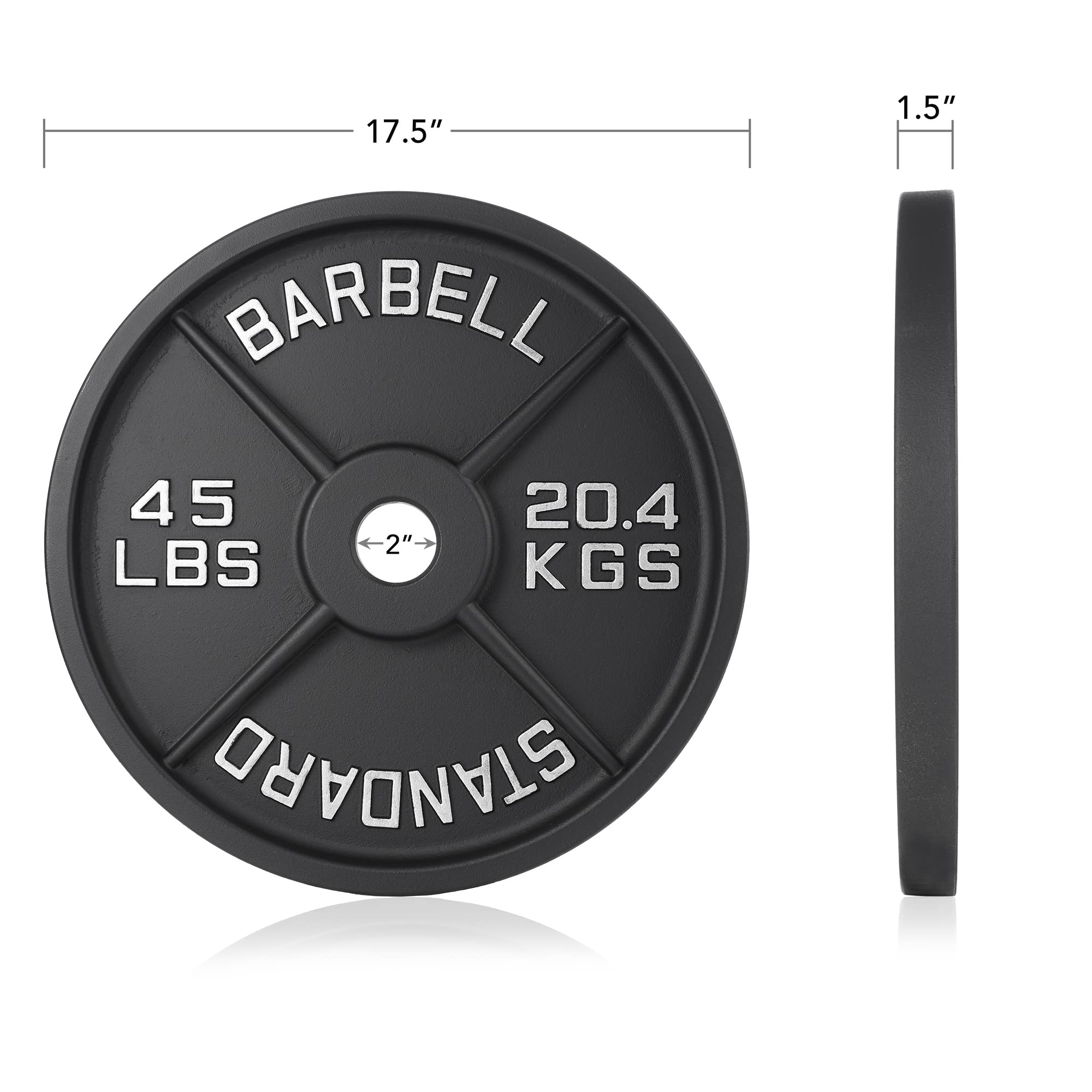 2-Inch Cast Iron Olympic Weight Plates - Set of 2 for Strength Training & Home Gym Workouts | Perfect for Powerlifting, CrossFit & Weightlifting