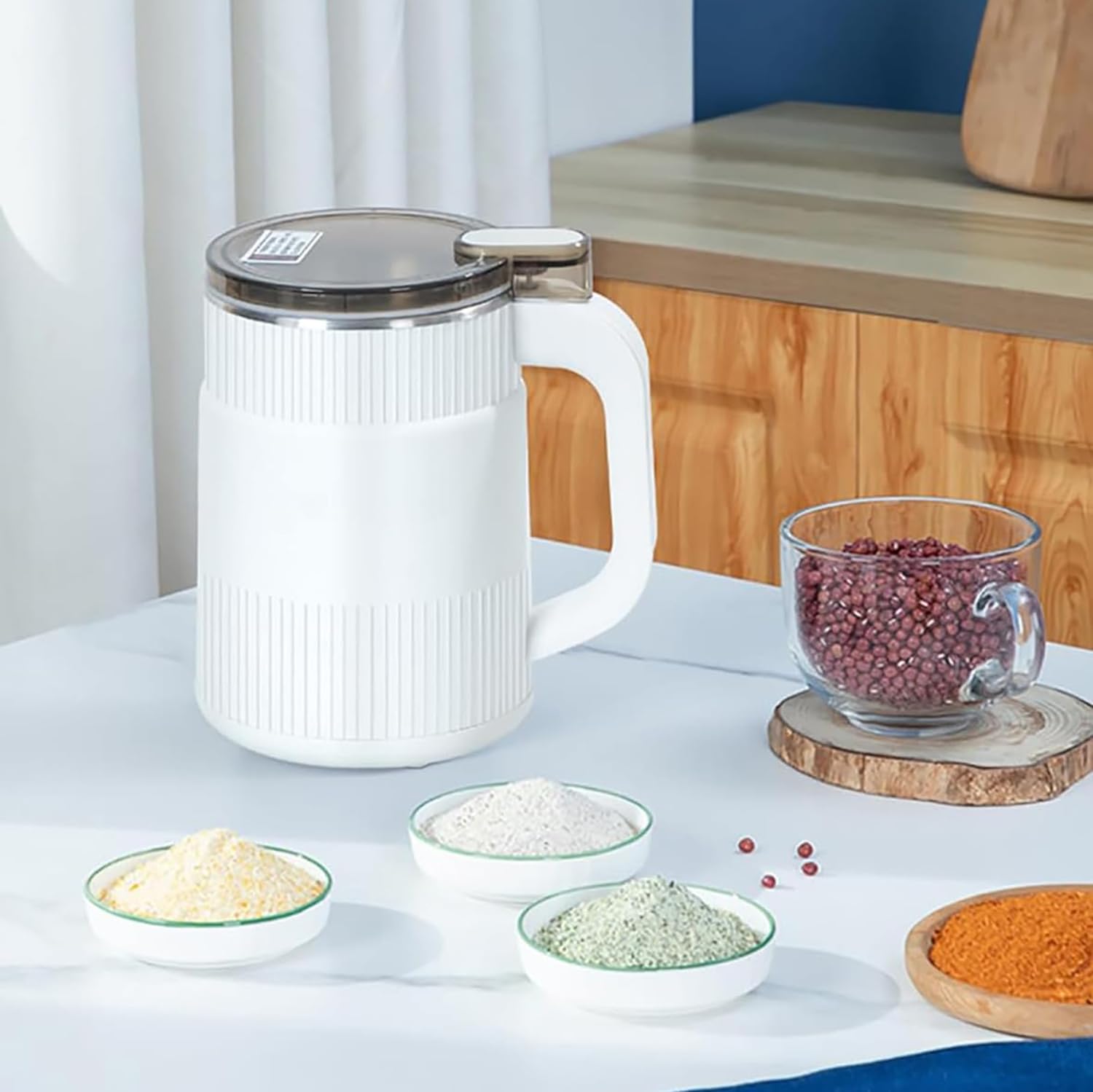 Premium Electric Grain Mill & Spice Grinder - 304 Stainless Steel Blade for Coffee Beans, Herbs, Nuts - Compact Multifunctional Kitchen Appliance (Blue) - Perfect for Home Baking, Coffee Brewing & Healthy Cooking