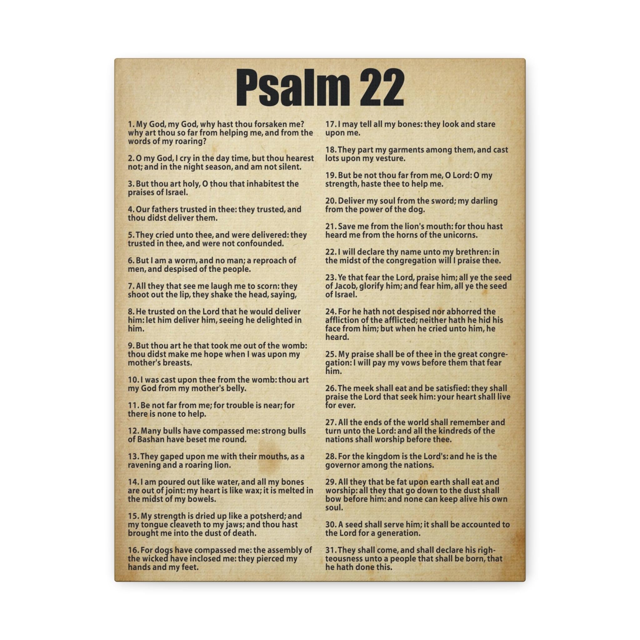 Christian Bible Verse Canvas Art - Psalm 22 Scripture Wall Decor for Home & Church | Express God's Love, Perfect Gift for Weddings, Baptisms & Spiritual Encouragement