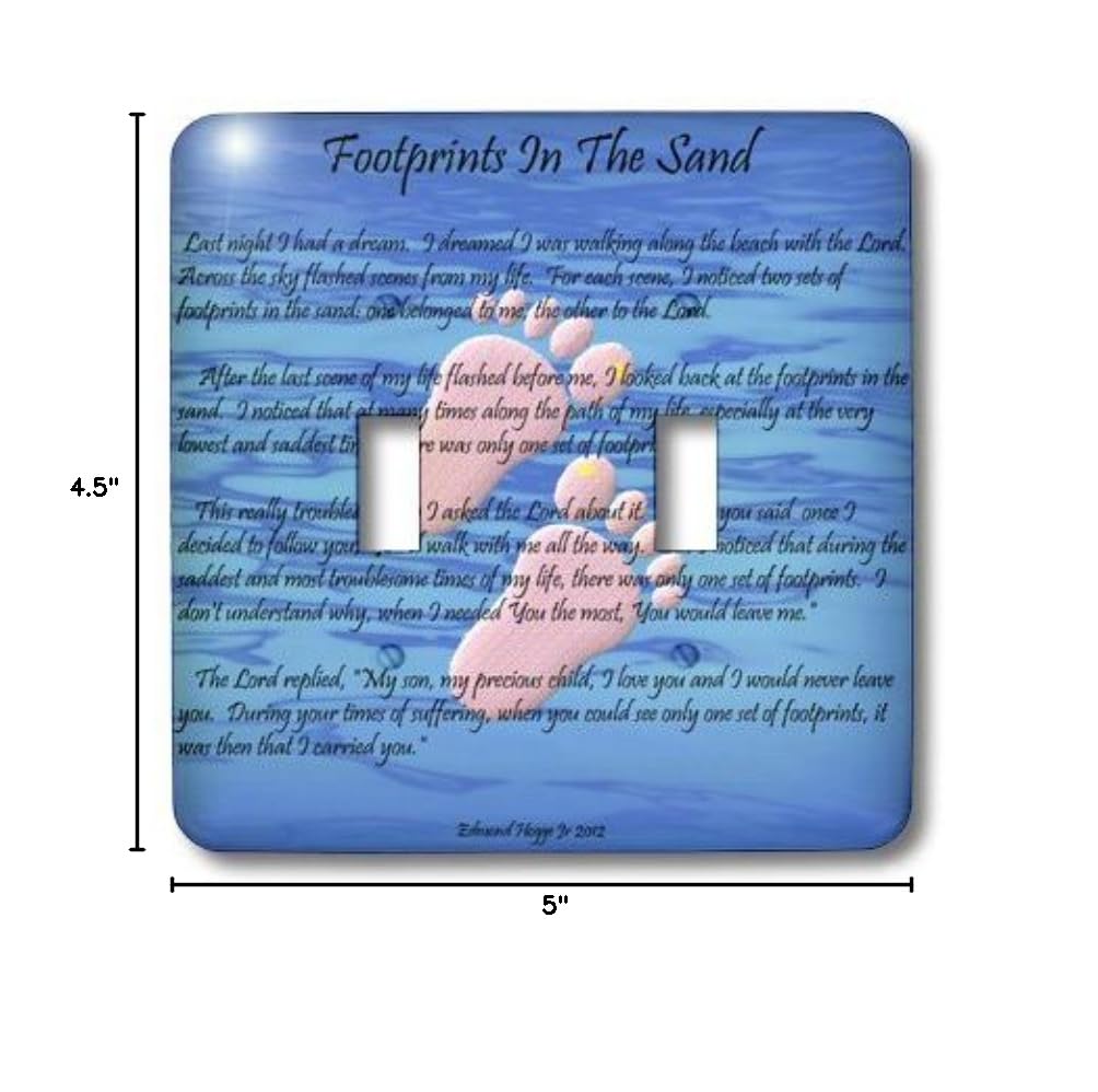 3D Rose Light Switch Cover - Footprints in The Sand with Child's Feet - Decorative Wall Plate for Bedroom, Nursery, Beach House Decor