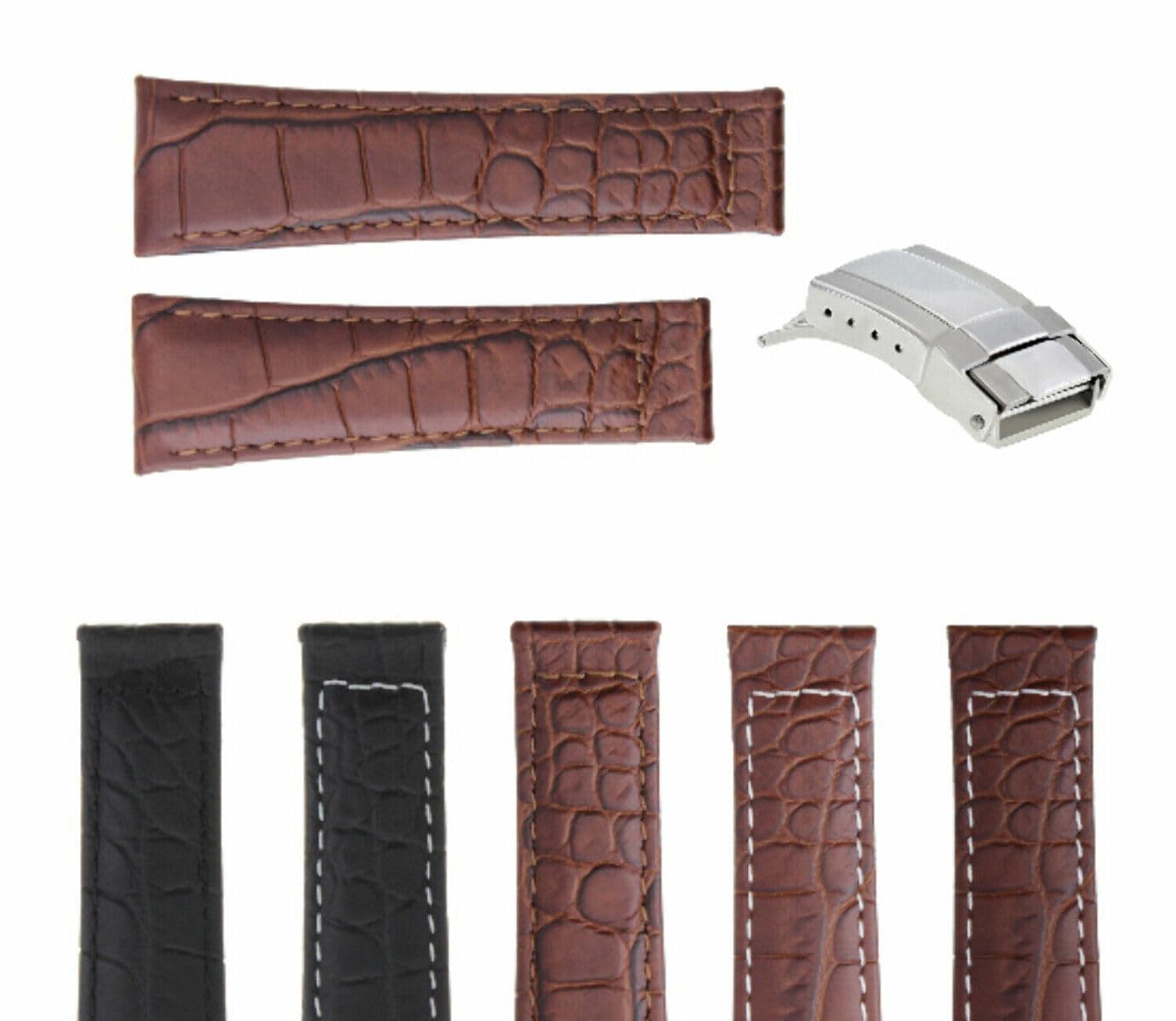 20mm Genuine Leather Watch Band Strap for Rolex Daytona 16523 & 116519 - Replacement Short/Medium Size with Buckle - Perfect for Dress Watches, Business Attire & Everyday Wear