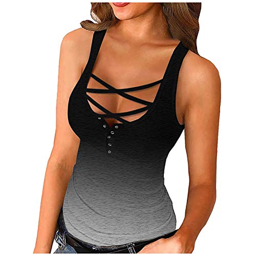 Sexy V Neck Criss Cross Tank Tops for Women - Summer Sleeveless Button Down Shirts | Casual Wear, Beach Outfits & Gym Clothes