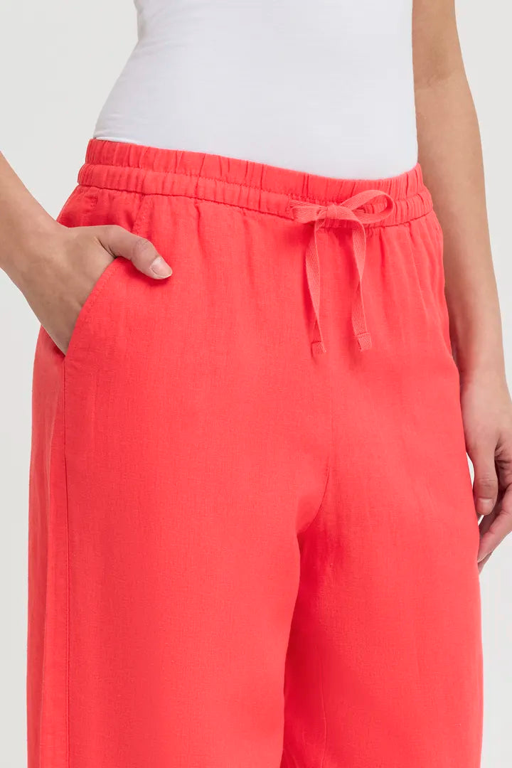 Hanna Crop Barrel Leg Pants for Women - High Waisted Wide Leg Trousers in Geranium Pink | Casual Chic Outfit for Work, Date Night & Street Style Fashion