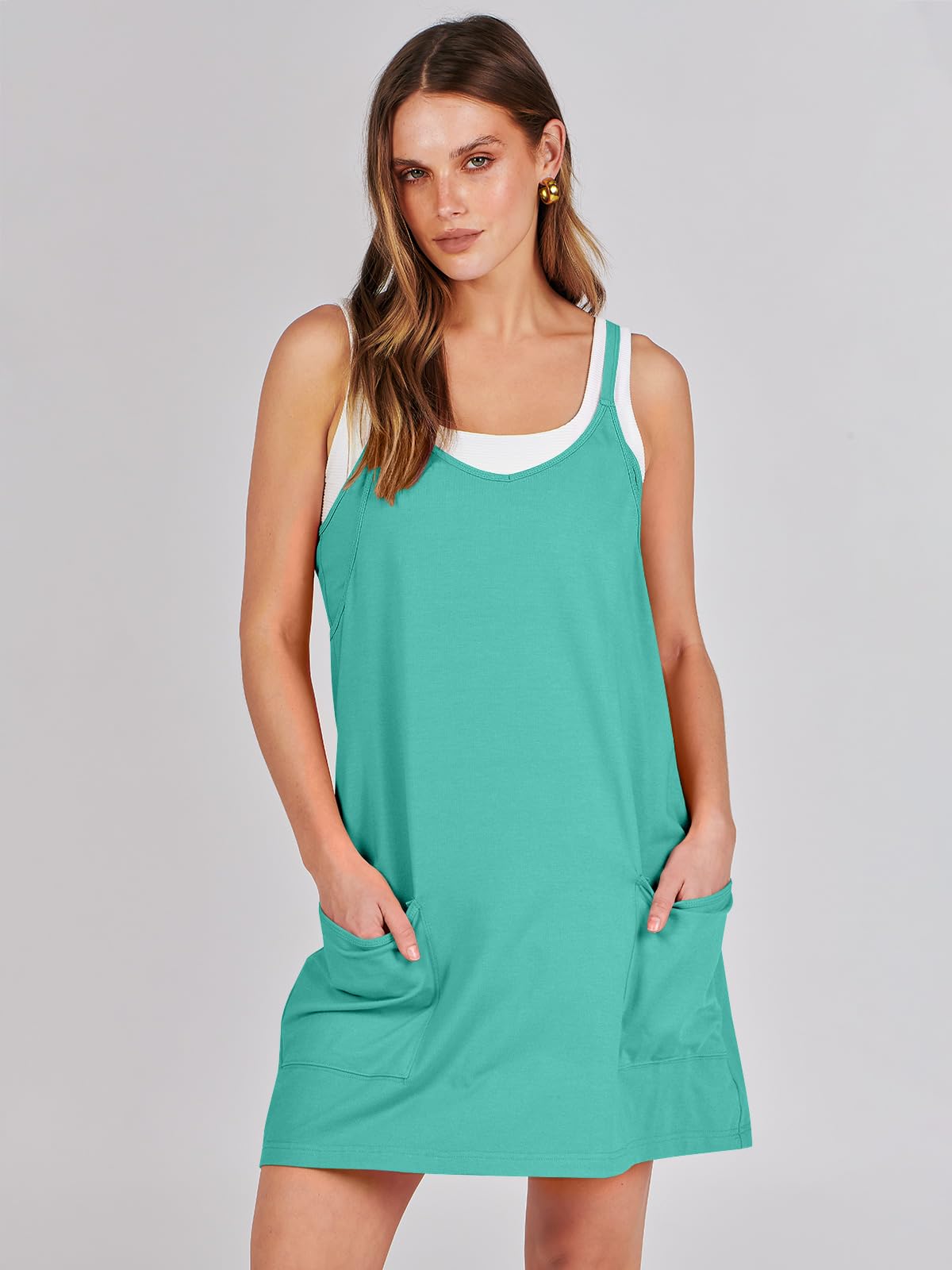 Prinbara Women's 2025 Summer Mini Romper Dress - Athletic Tennis Shorts with Built-in Shapewear, Trendy Sundress for Casual Workout & Outdoor Activities | Perfect for Gym, Beach, and Summer Vacations