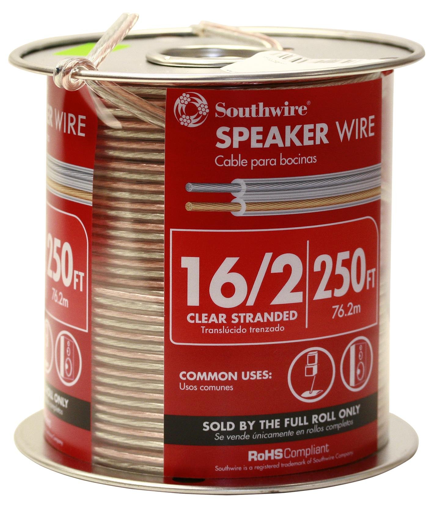 Southwire 55797644 Clear Speaker Wire - High-Quality Audio Cable for Home Theater, Surround Sound, and Stereo Systems