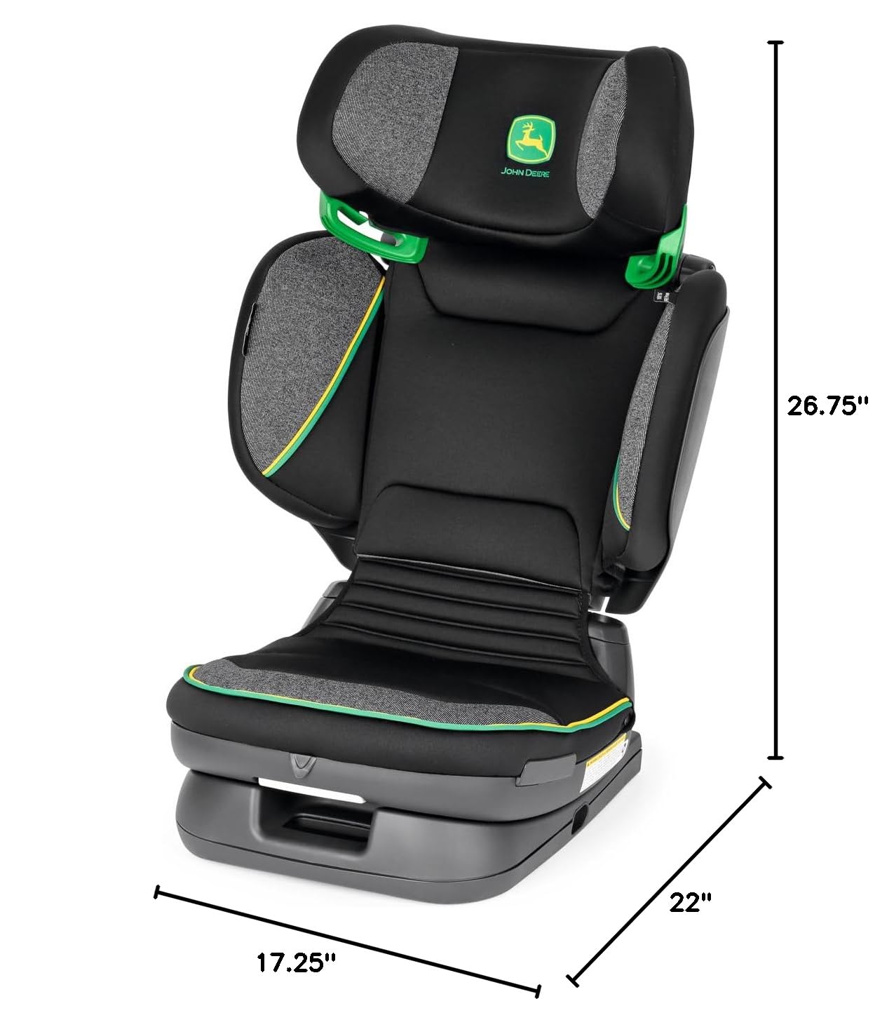 Peg Perego Viaggio Flex 120 Booster Car Seat for Kids 40-120 lbs | High Back & Adjustable | Made in Italy | John Deere Black/Green Design | Perfect for School, Travel & Road Trips