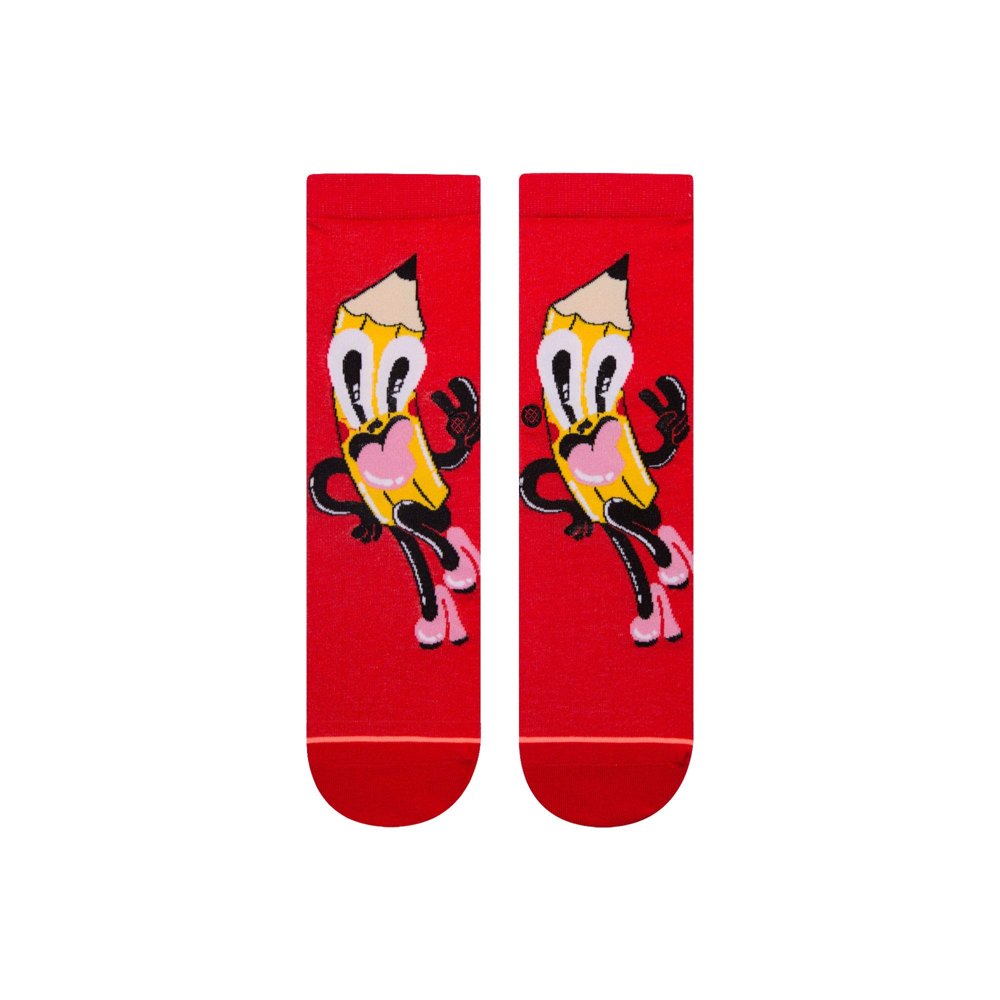 Stance Kids Girl's Pencil Me In Socks - Red (Toddler/Little Kid/Big Kid) | Size LG (2 Little Kid - 5.5 Big Kid Shoe Size) | Comfortable & Stylish for School, Play & Everyday Wear