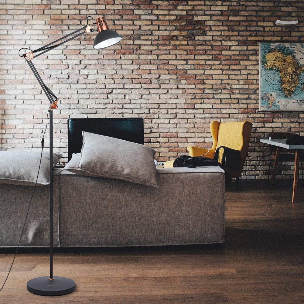 Flexible Architect Floor Lamp - Adjustable Metal Standing Lamp for Living Room, Bedroom & Office - Modern Directional Lighting for Reading & Workspaces