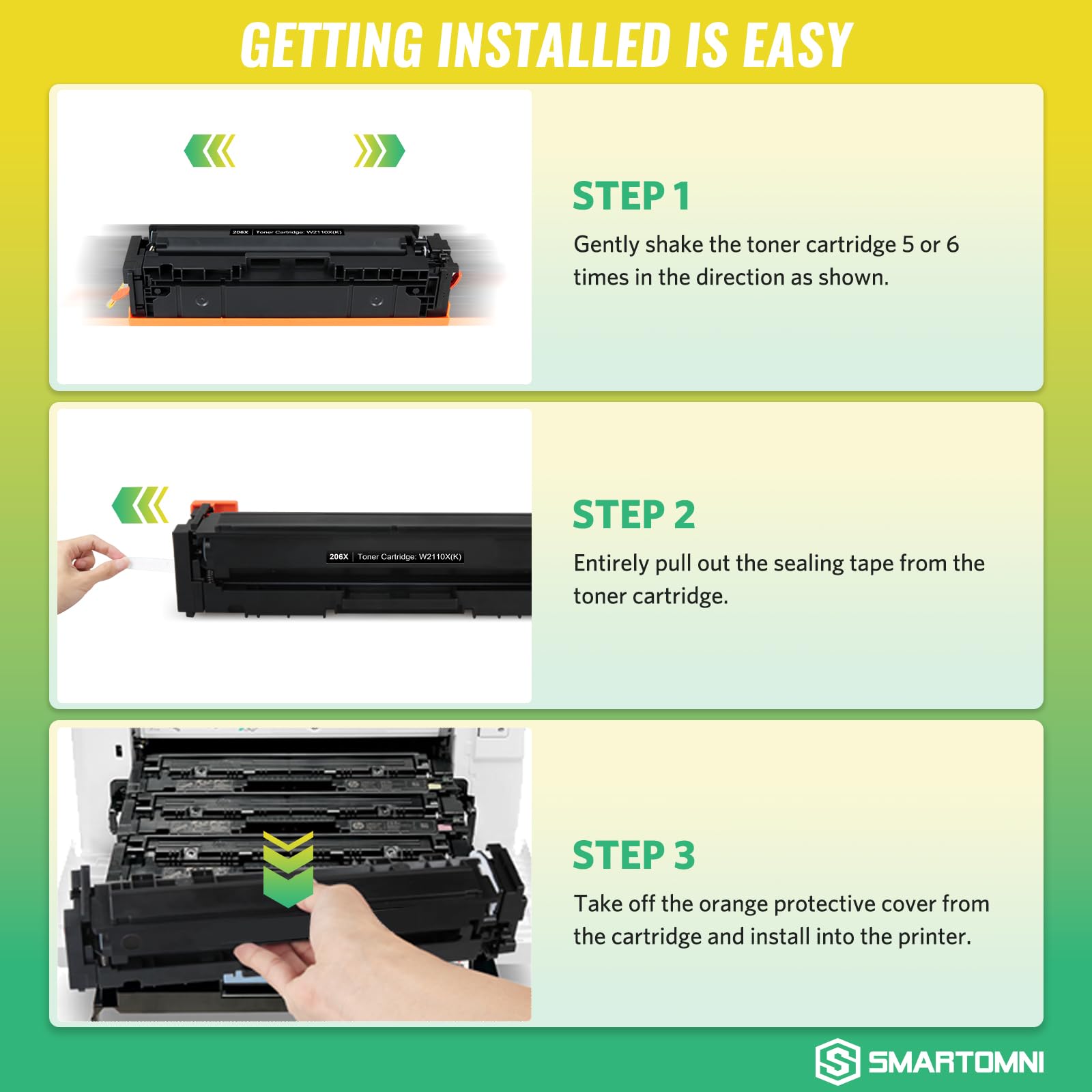 High Yield Toner Cartridge 4-Pack (206X/206A with Chip) - Compatible with HP Color Pro MFP M283fdw, M283cdw, M255dw, M255nw, MFP M282nw, M283, M282, M255 Printers | Replacement for W2110X, W2111X, W2112X, W2113X, 206A, W2110A | Ideal for Office Printing, Home Use & Small Business Documents