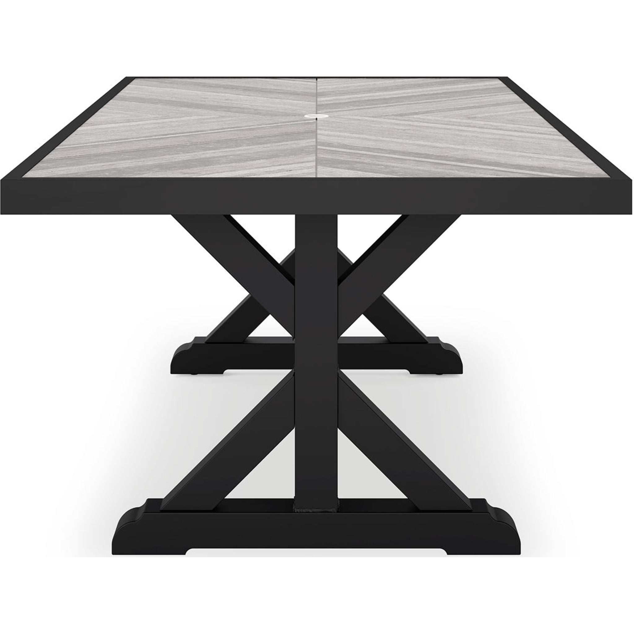 Beachcroft Outdoor Rectangle Dining Table - Waterproof & Rust-Resistant, Black/Light Gray - Perfect for Patio, Garden, and Backyard Dining