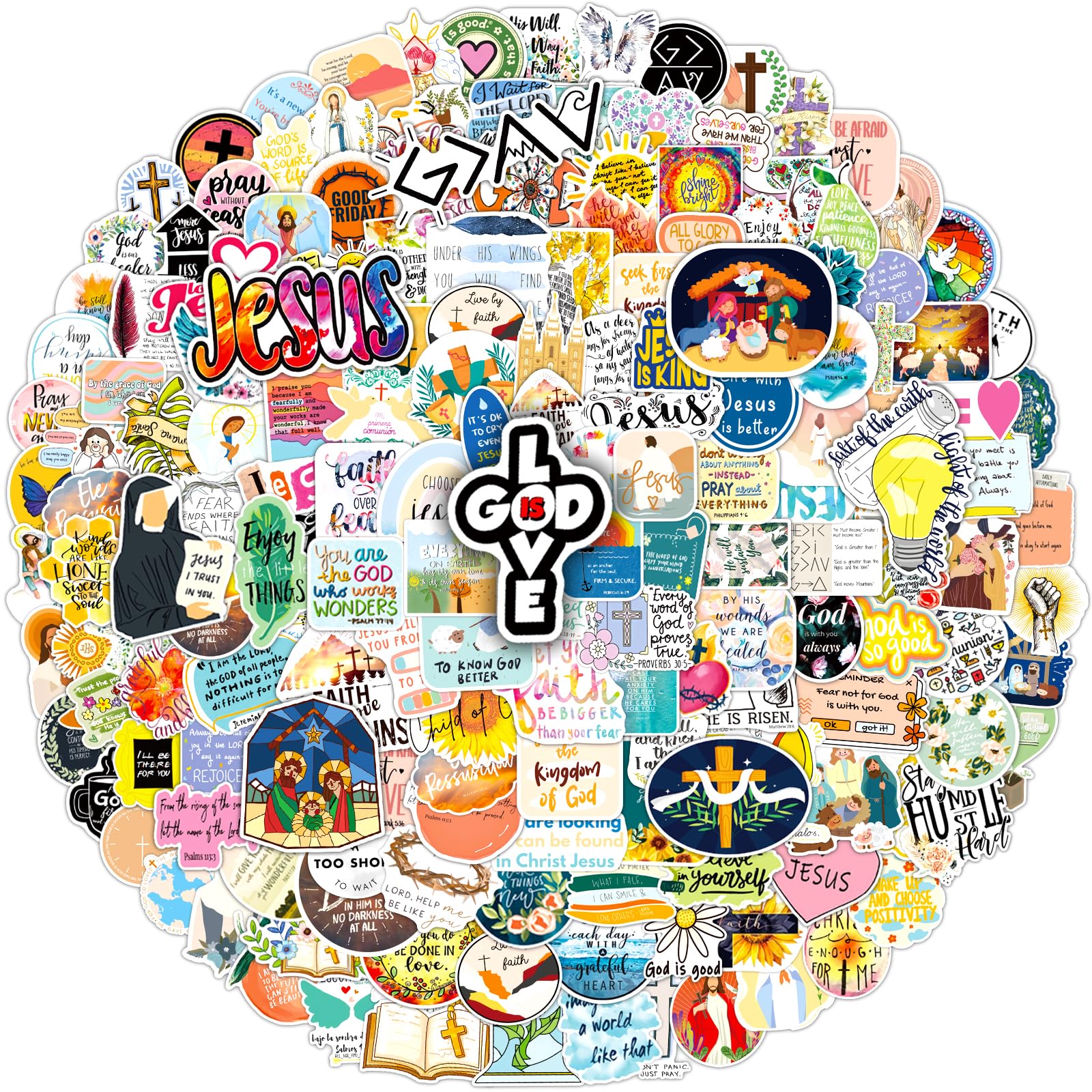 300PCS Christian Stickers for Journaling & Water Bottles - Bible Verse Decals for Teens & Adults