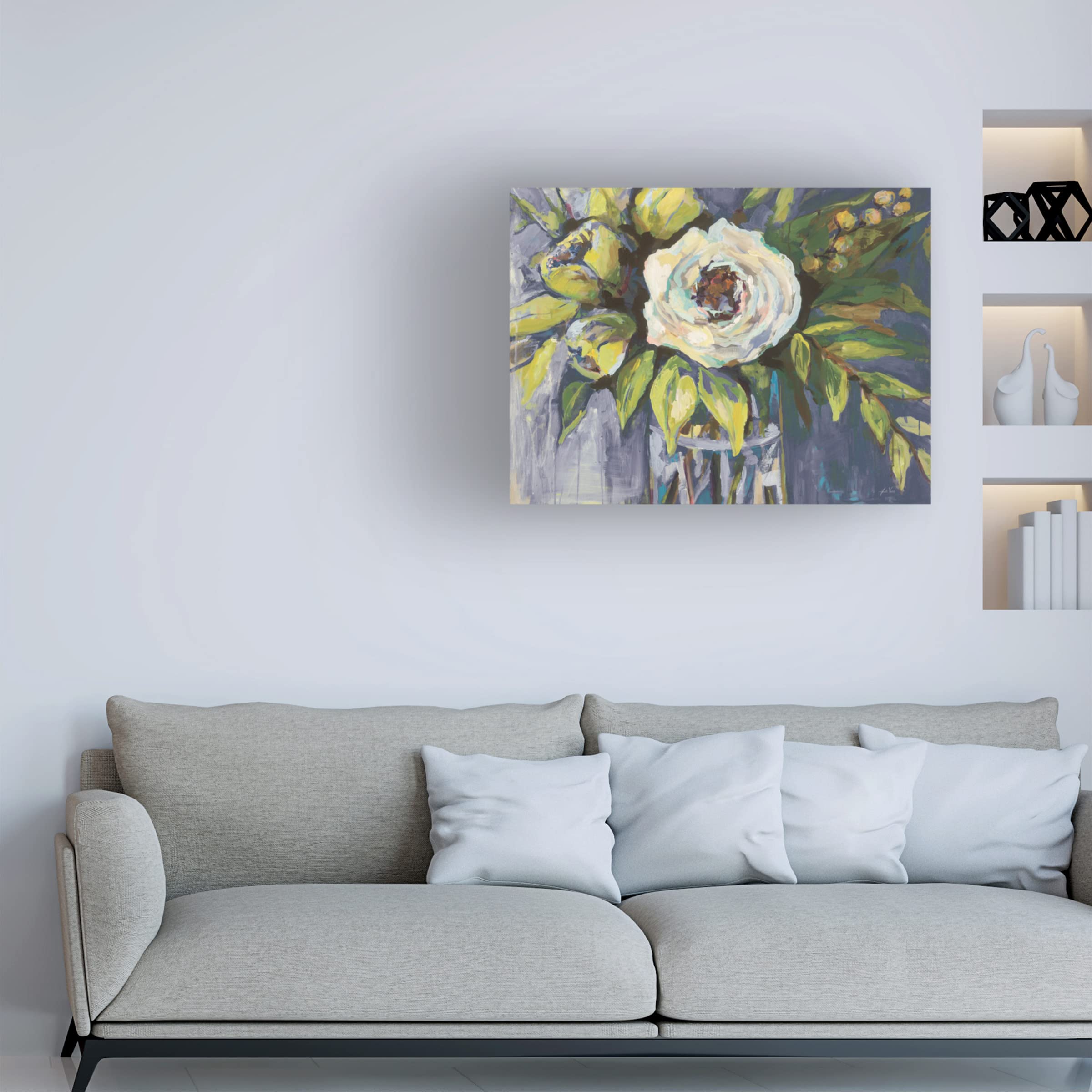 Jeanette Vertentes 'Navy Solo' Canvas Wall Art Print - 24x32 Inches Modern Blue Abstract Painting for Living Room, Bedroom & Office Decor