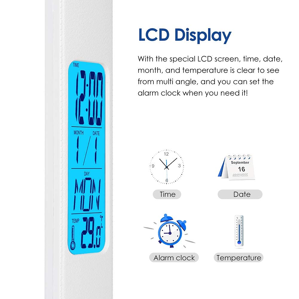 Rechargeable LED Desk Lamp with Clock - Adjustable Brightness & 3 Lighting Modes, Battery Powered Eye-Caring Study Lamp for Home Office, Reading, and Nightstand Use - Perfect for Work, Study, and Bedside Lighting