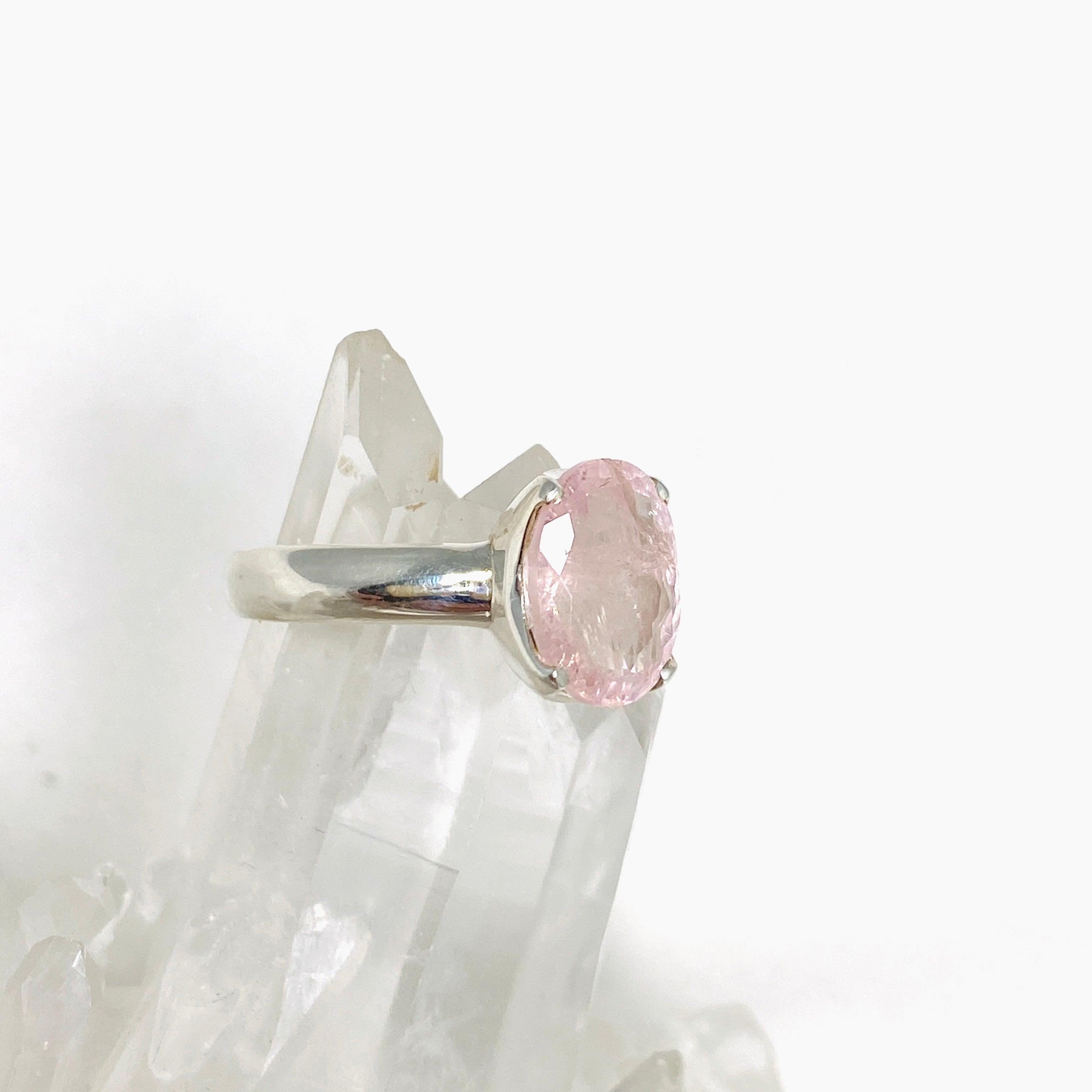Morganite Faceted Oval Ring Size 9.5 PRGJ439 - Elegant Pink Gemstone Jewelry for Women, Perfect for Engagement, Wedding & Anniversary Gifts