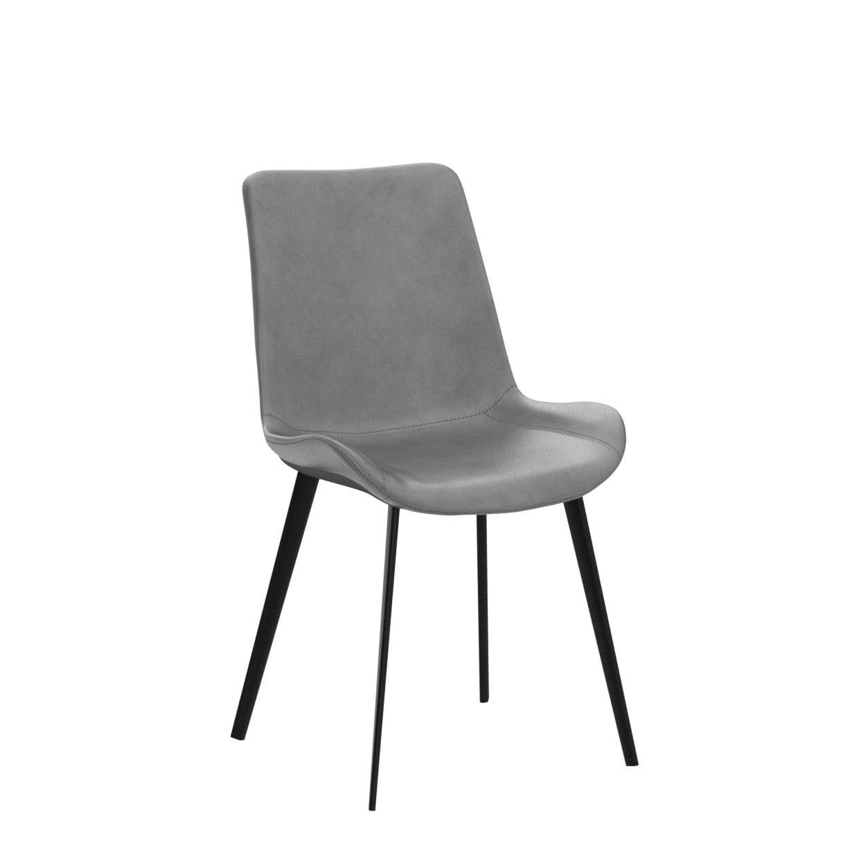 Modern Dining Chairs Set of 4 - Upholstered Faux Leather Cushion Seats with Sturdy Metal Legs, Grey Kitchen & Dining Room Chairs for Home, Restaurant or Office Use