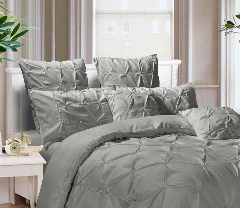 Premium Diamond Pintuck Ultra Soft King Size Pillowcases (2 Pack) - Grey - Luxury Bedding for Hotels, Guest Rooms & Master Bedrooms