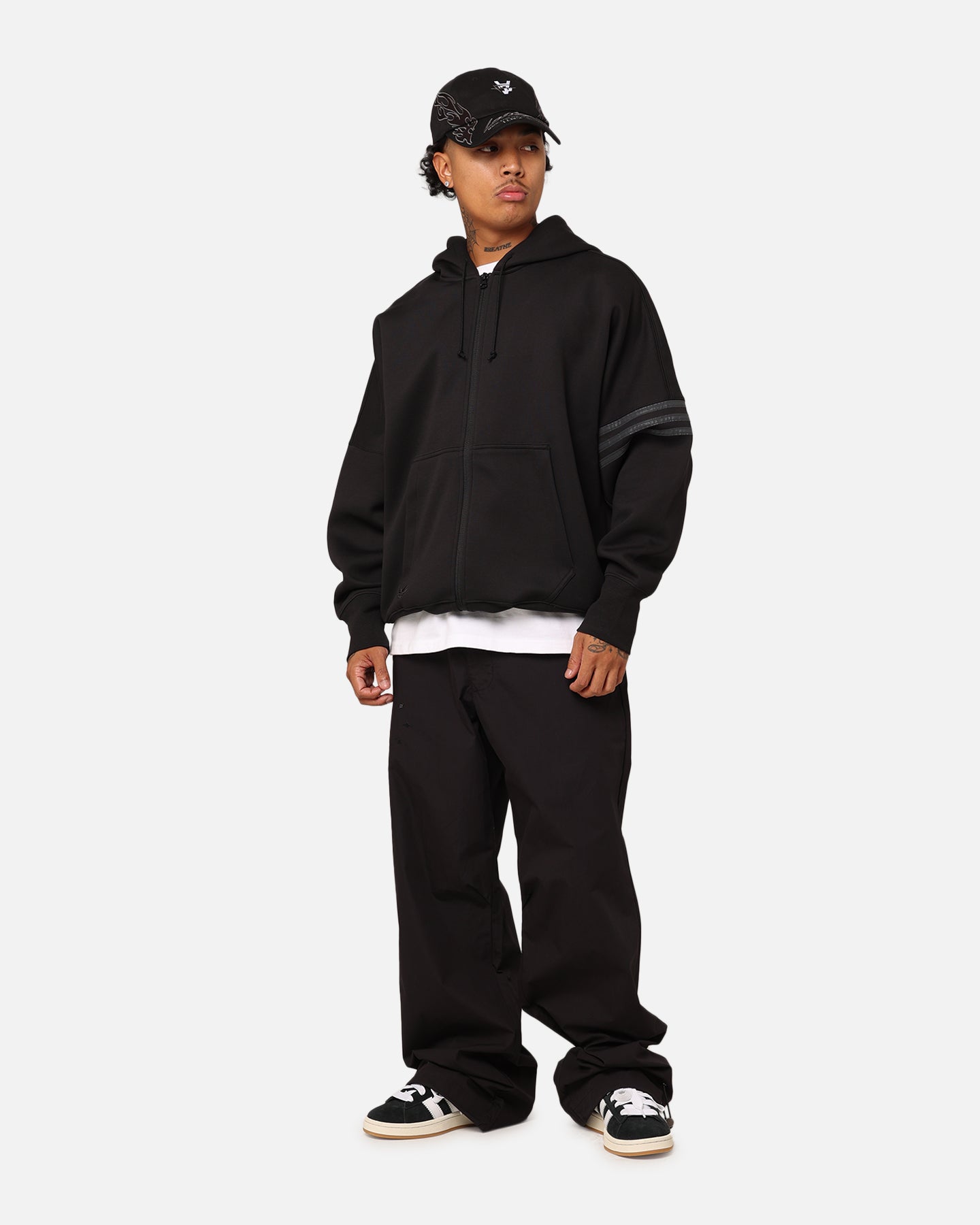 Adidas Street Neuclassics Full Zip Hoodie for Men - Black Athletic Pullover with Front Pockets | Gym, Running, Casual Wear