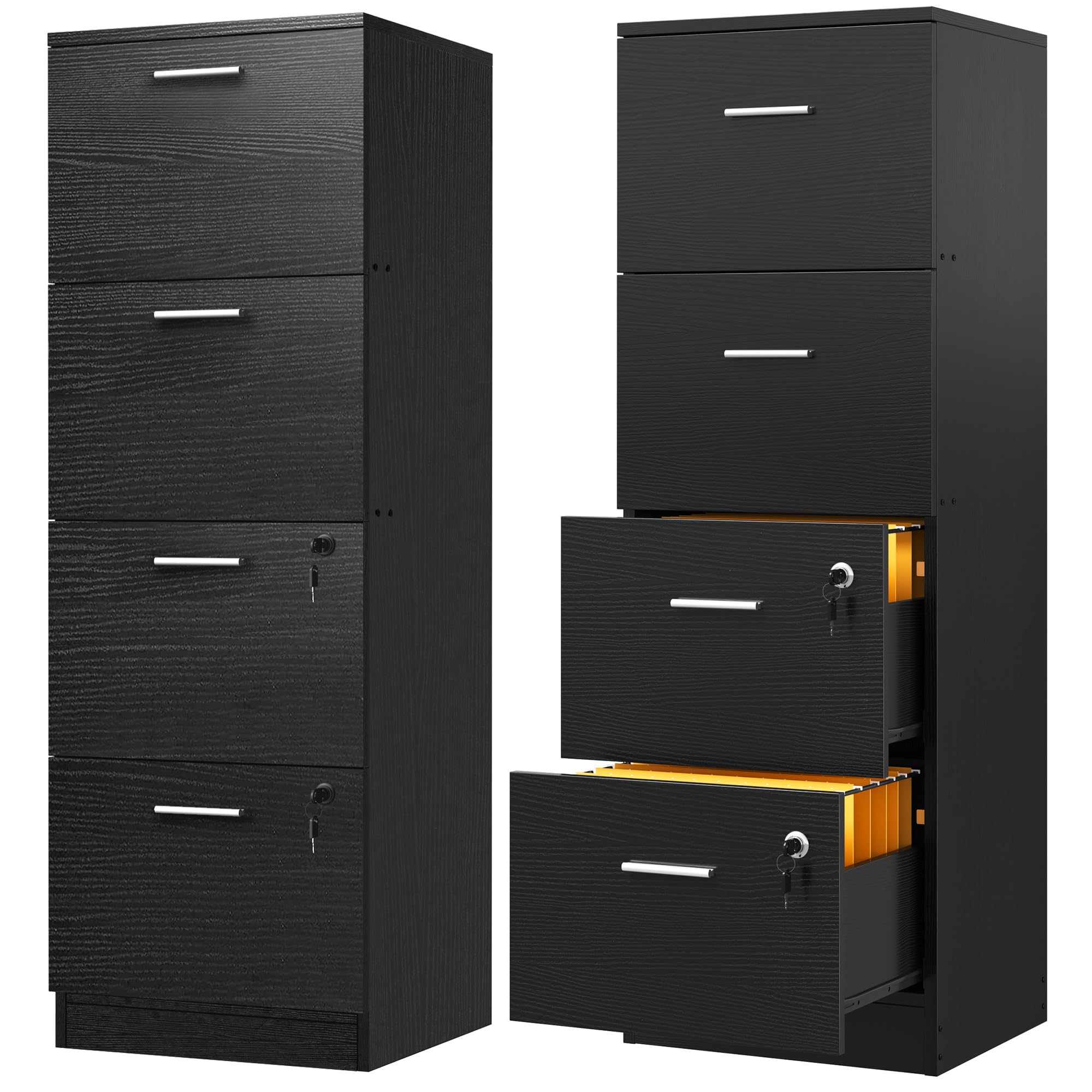 YITAHOME 4-Drawer Lockable Office File Cabinet - 131cm Vertical A4 Document Storage Cabinet for Home & Office - Easy Assembly for Secure File Organization & Office Supplies Storage