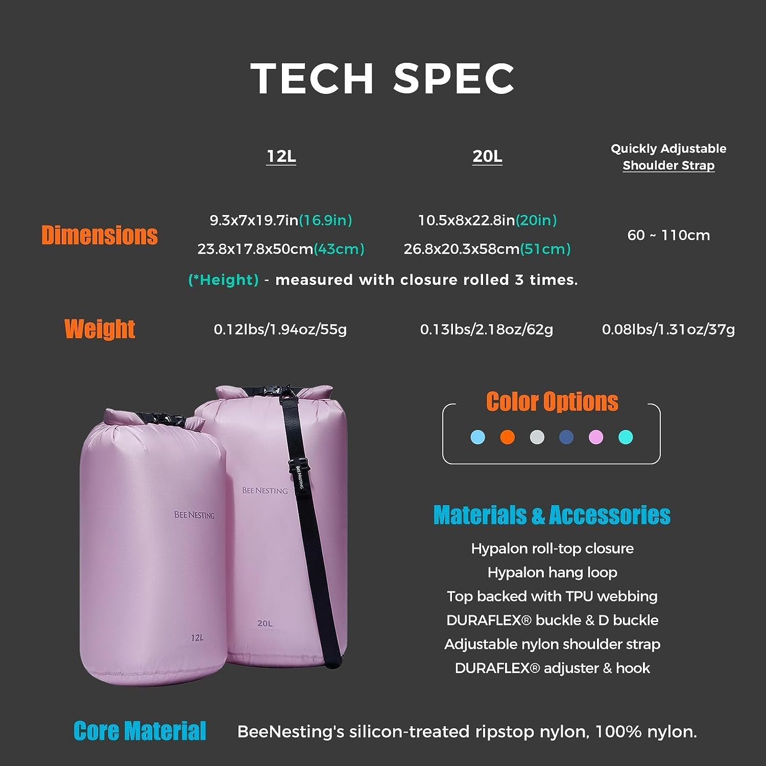 Ultralight Waterproof Dry Bag Set of 3 - Lightweight Dry Sacks for Backpacking, Camping, Hiking, Kayaking, Motorcycle & Travel Gear Storage - Perfect for Outdoor Adventures and Water Sports