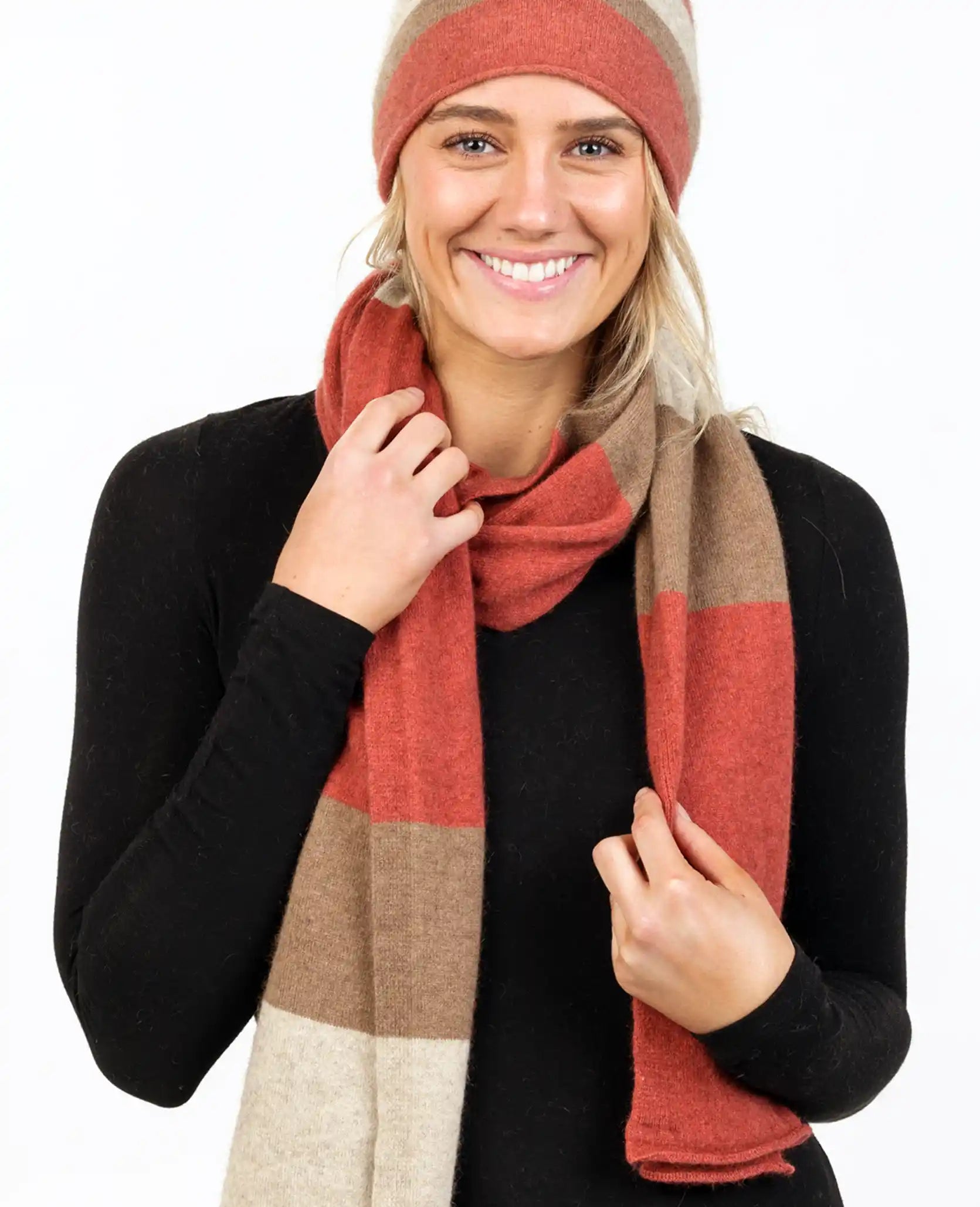 Rosewood Stripe Travel Scarf - Lightweight Womens Fashion Shawl Wrap for Airplane, Office & Outdoor Activities - NX824
