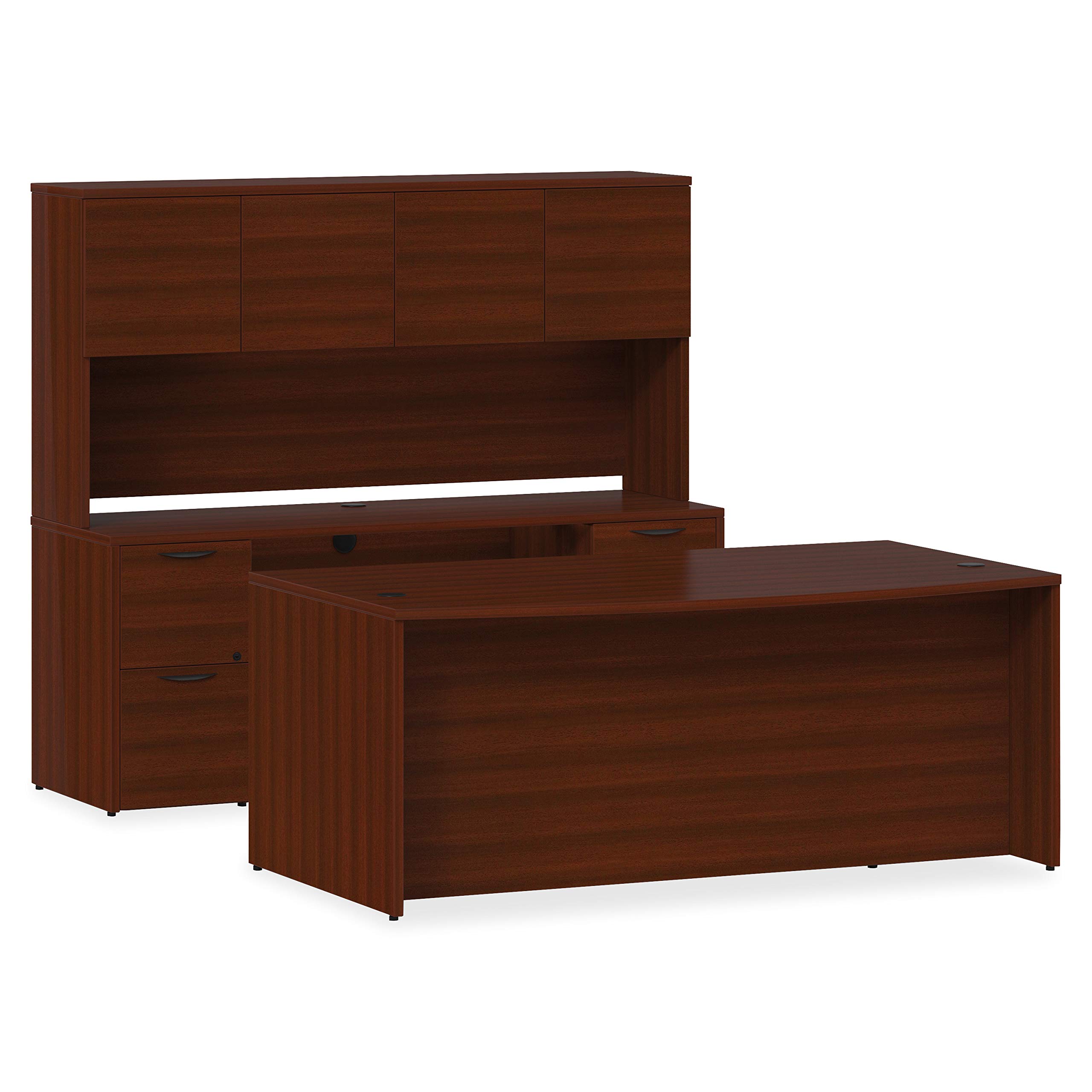 Lorell Prominence 2.0 Mahogany Laminate Right-Pedestal Desk with File Drawer - Home Office & Business Workspace Solution